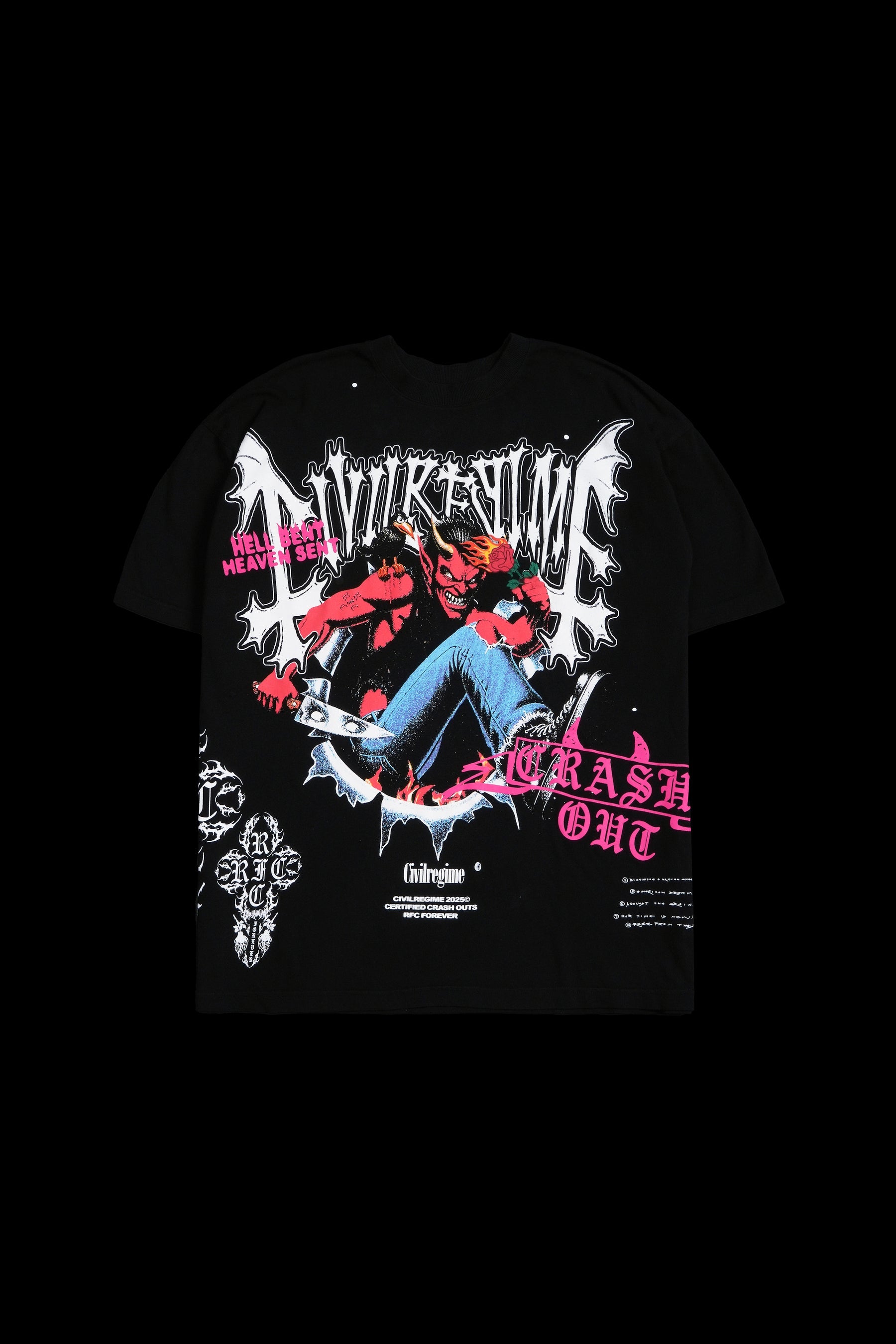 Civil Regime Devil's Crash Out American Classic Tee Black Sz L
