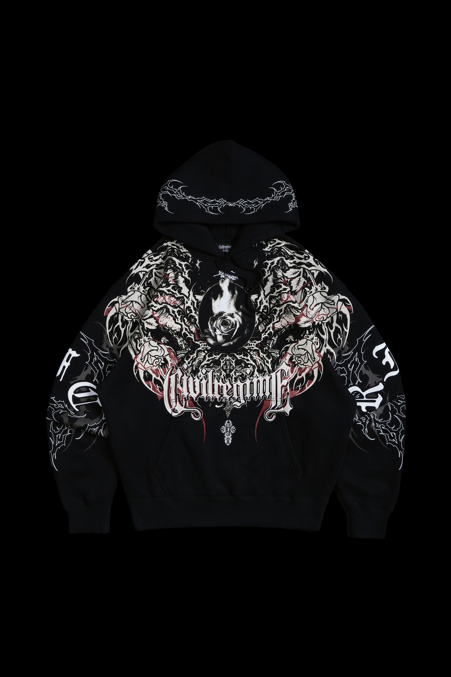 Civil Regime Burning Rose Regime Hoodie Black Sz Small