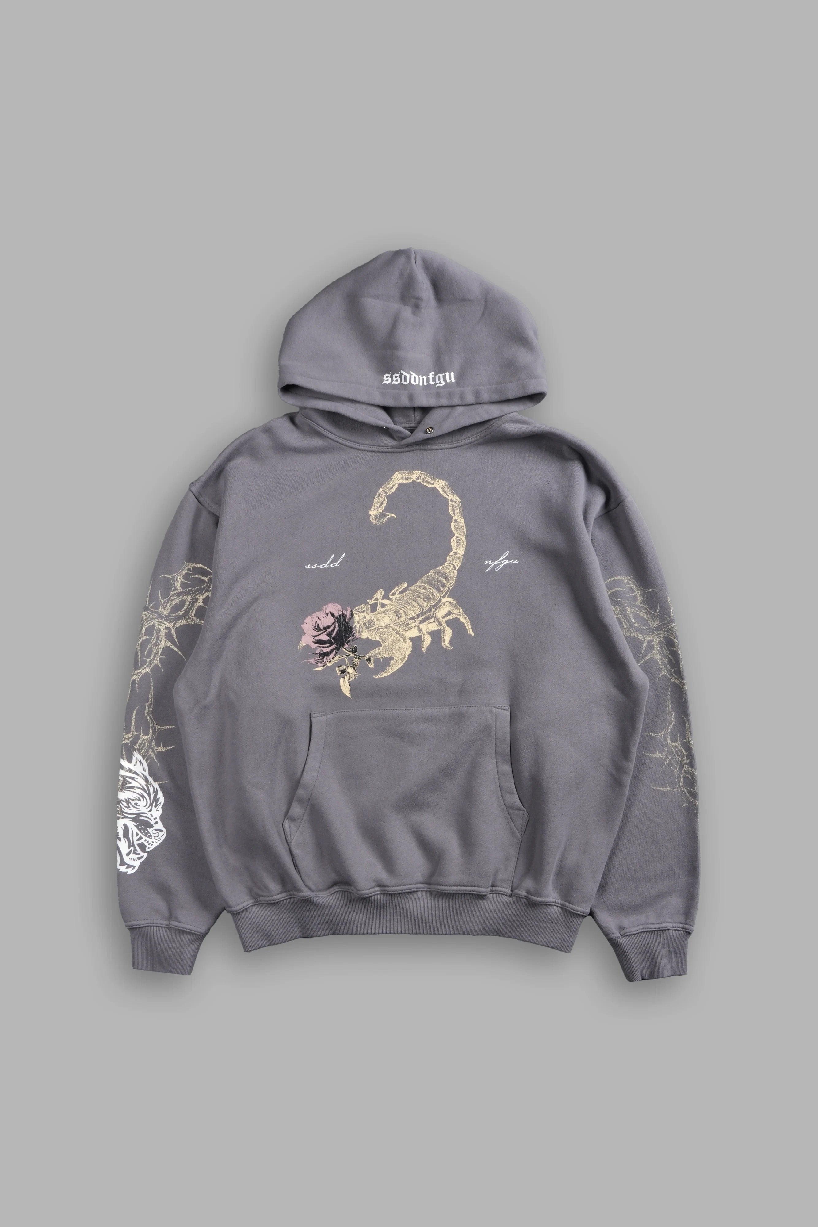 Darc Sport Scorpion Rose Pierce Hoodie Dove Gray Sz Small