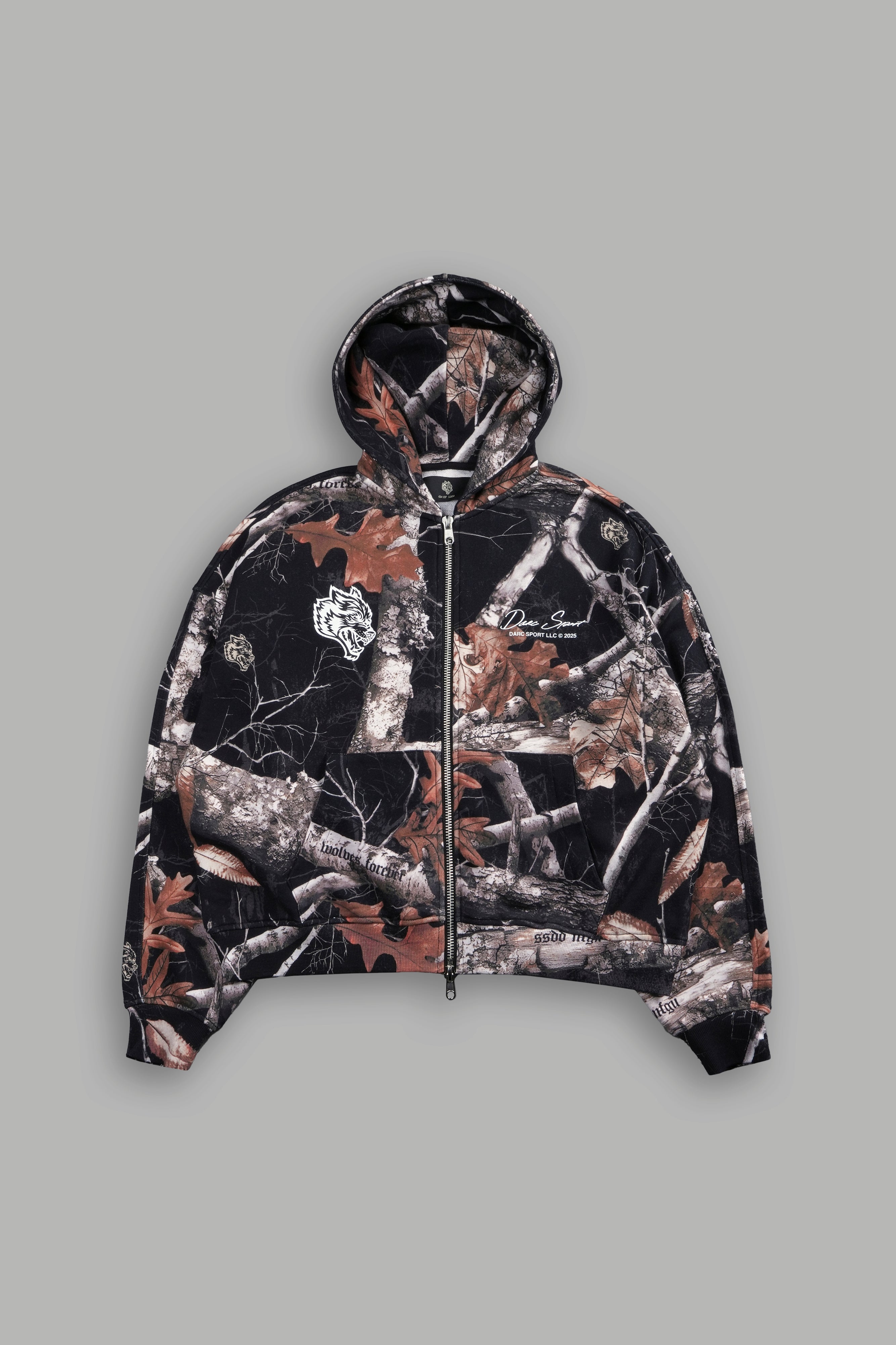 Darc Sport Respect the Wolves Darco Zip Hoodie Woodland Camo Sz M