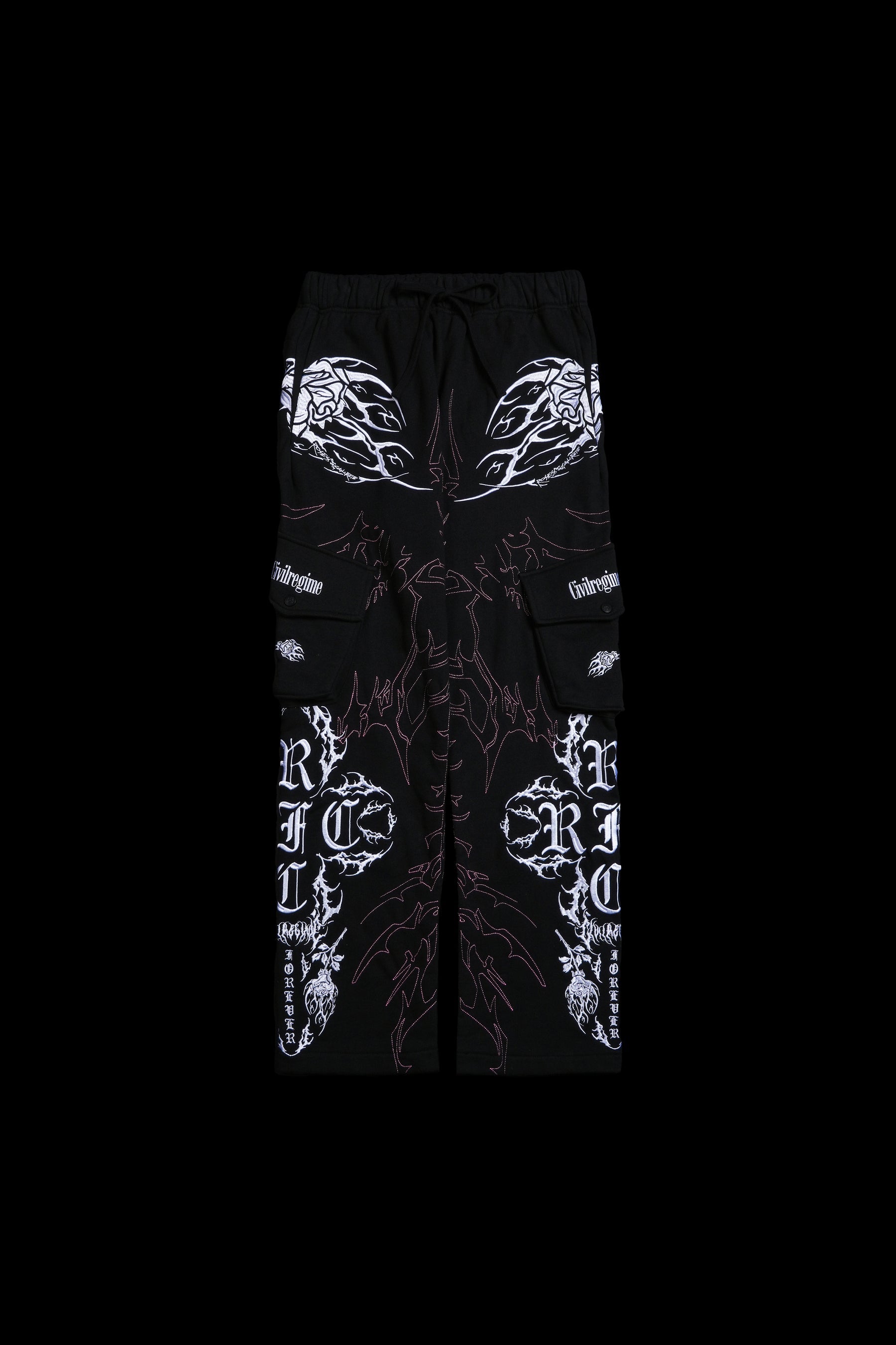 Civil Regime Surging Through The Blossoms Eternal Cargo Pants Black / Pink Sz L