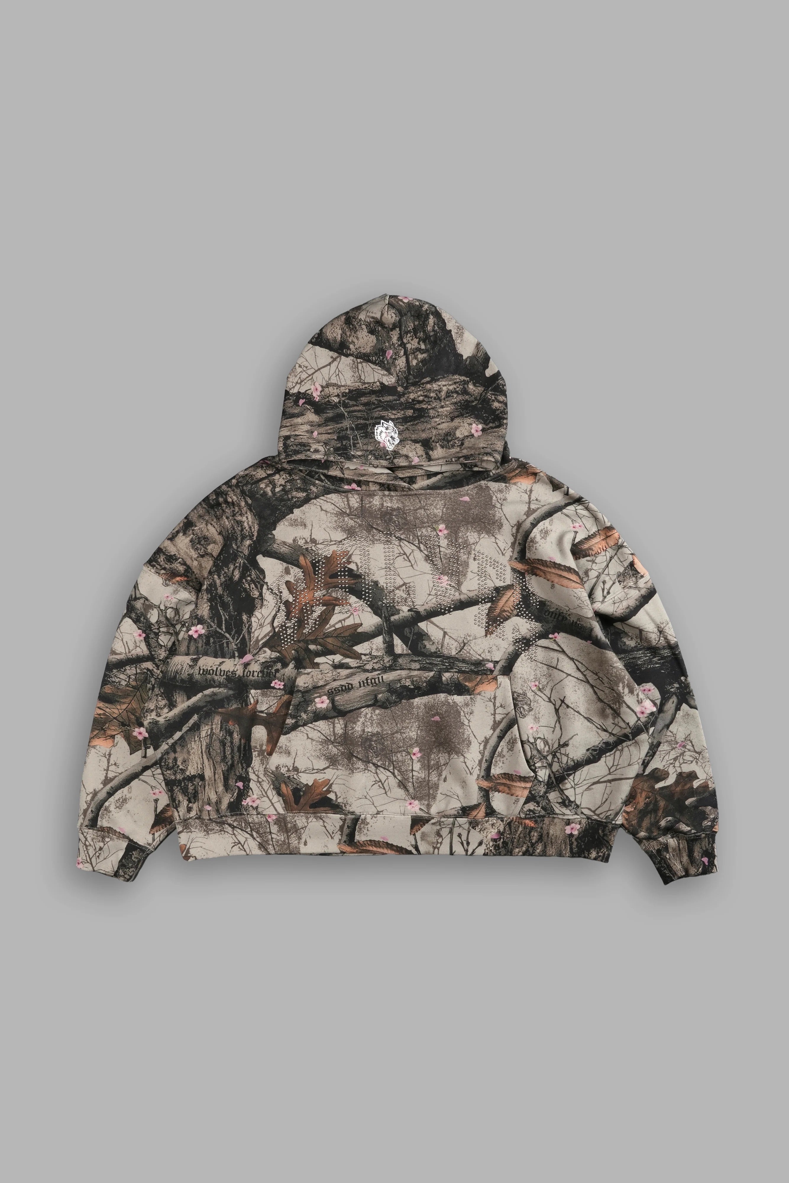 Darc Sport Loyalty Studded Box Cut Hoodie Cherry Blossom Camo Sz XL