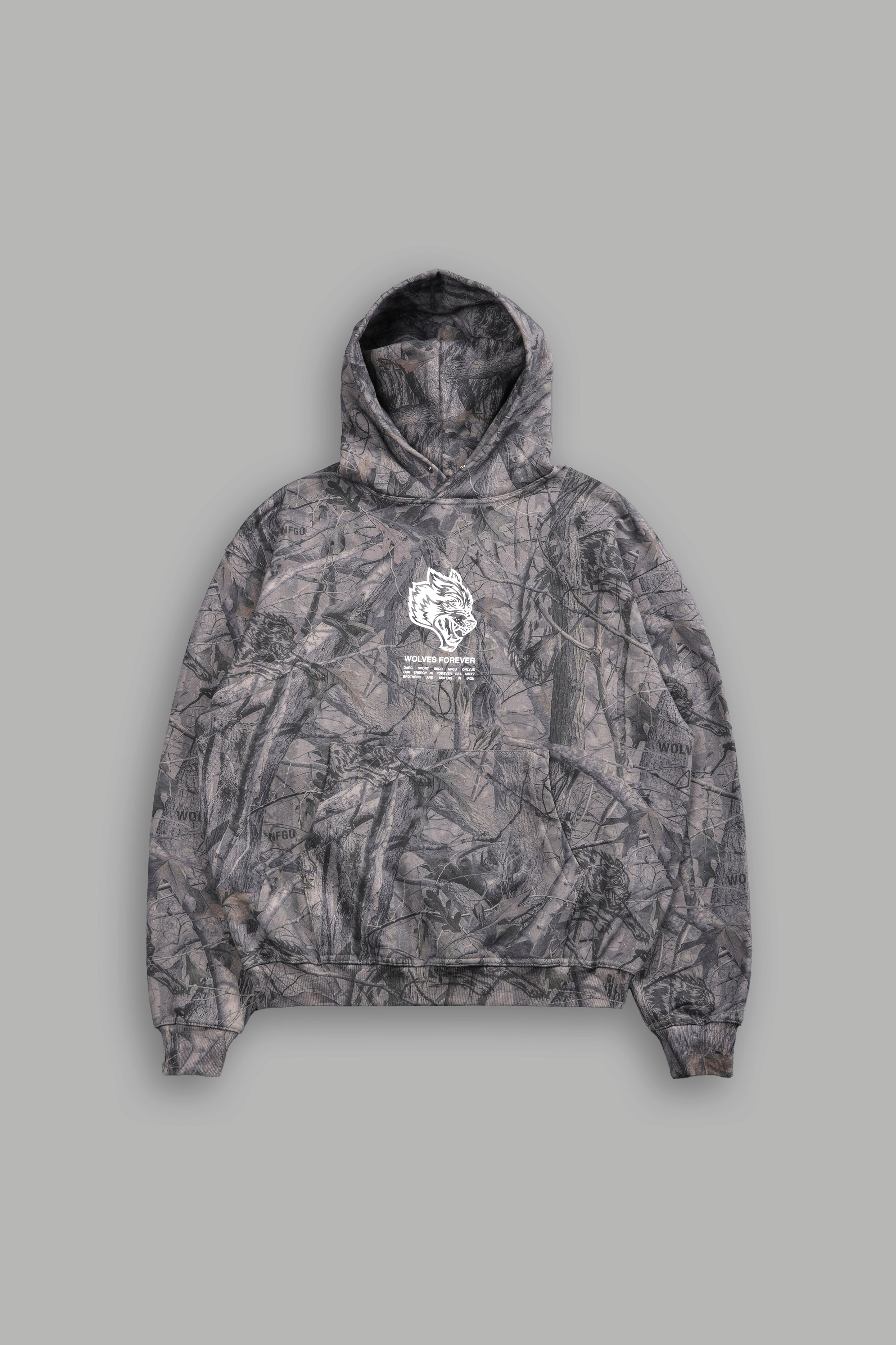 Darc Sport Wolves Have Your Back Pierce Hoodie Driftwood Camo Sz XL