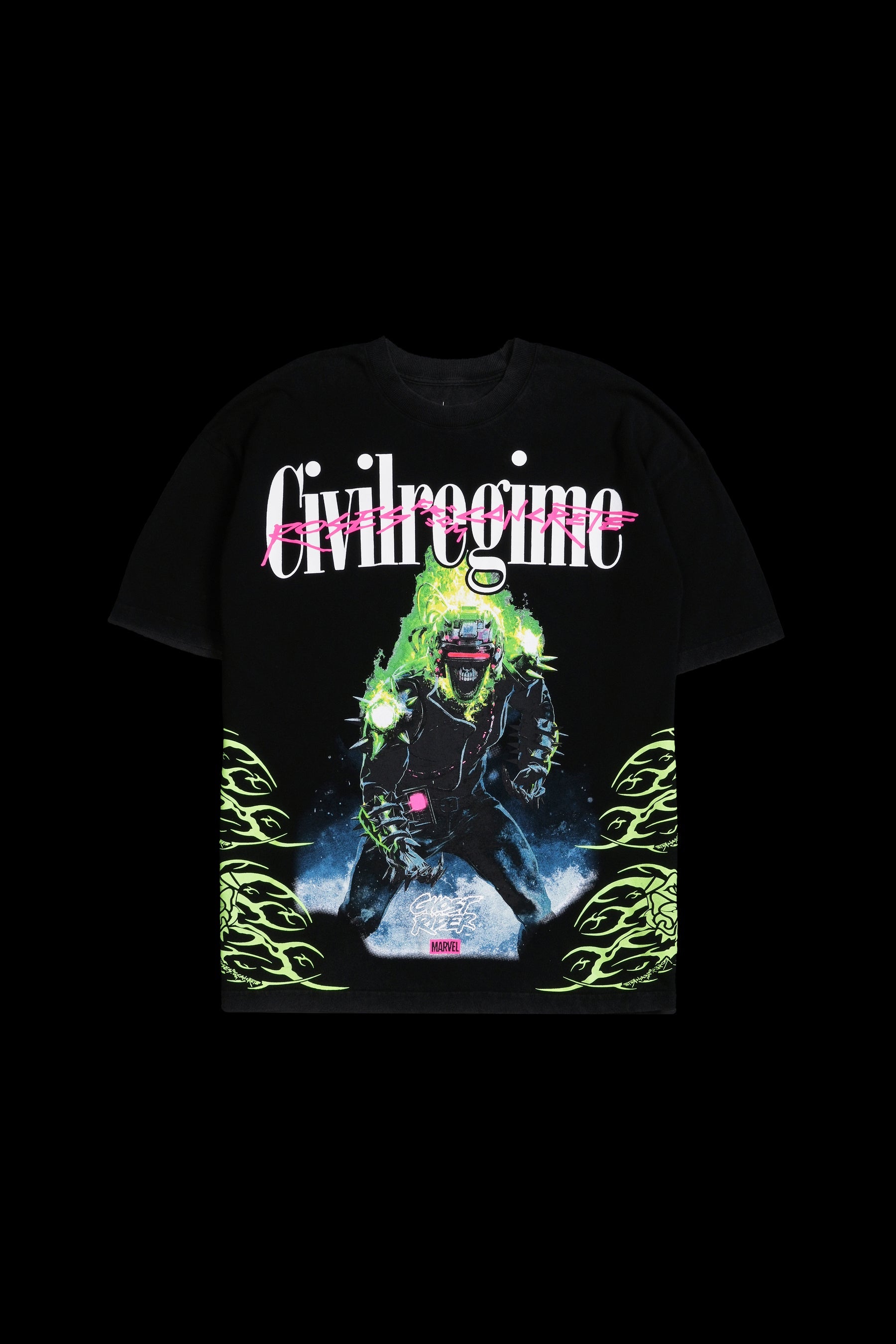 Civil Regime x Marvel Ghost Rider Oversized Tee Vintage Black Sz XL