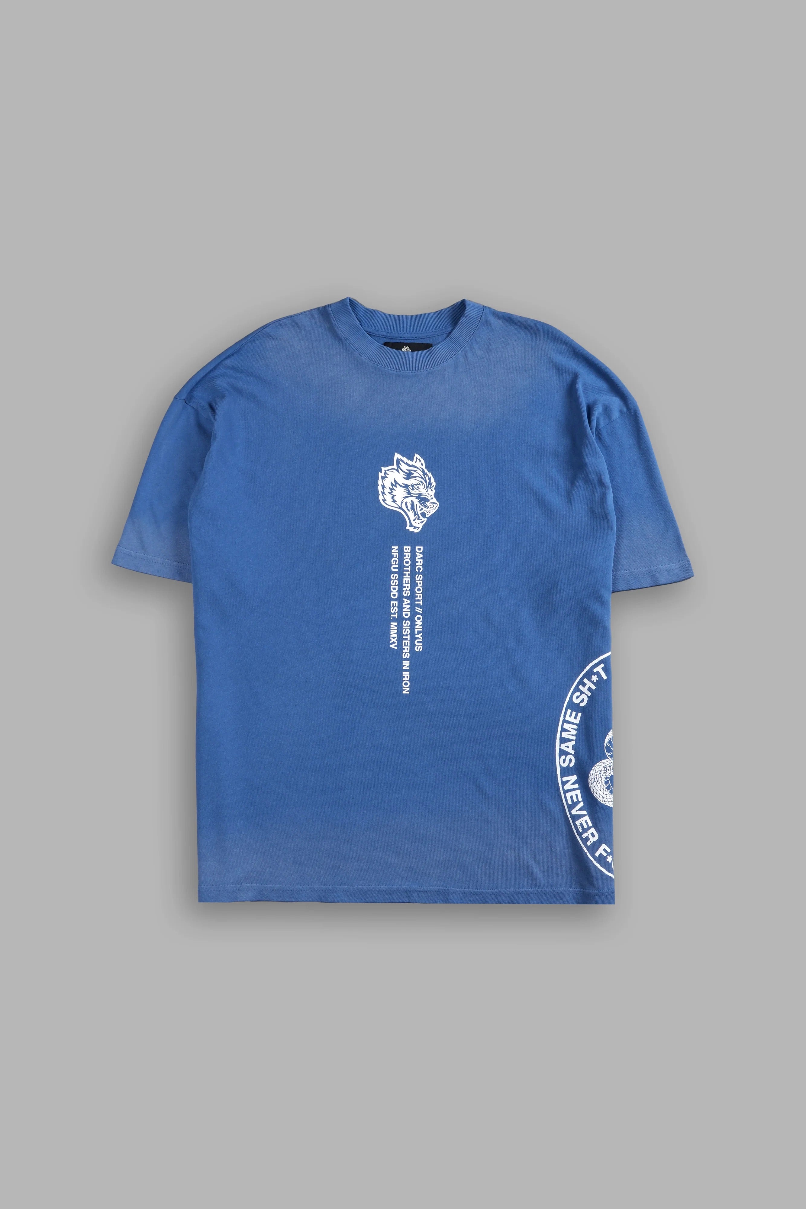 Darc Sport Free Will Oversized Tee LA Blue Driftwash Sz M