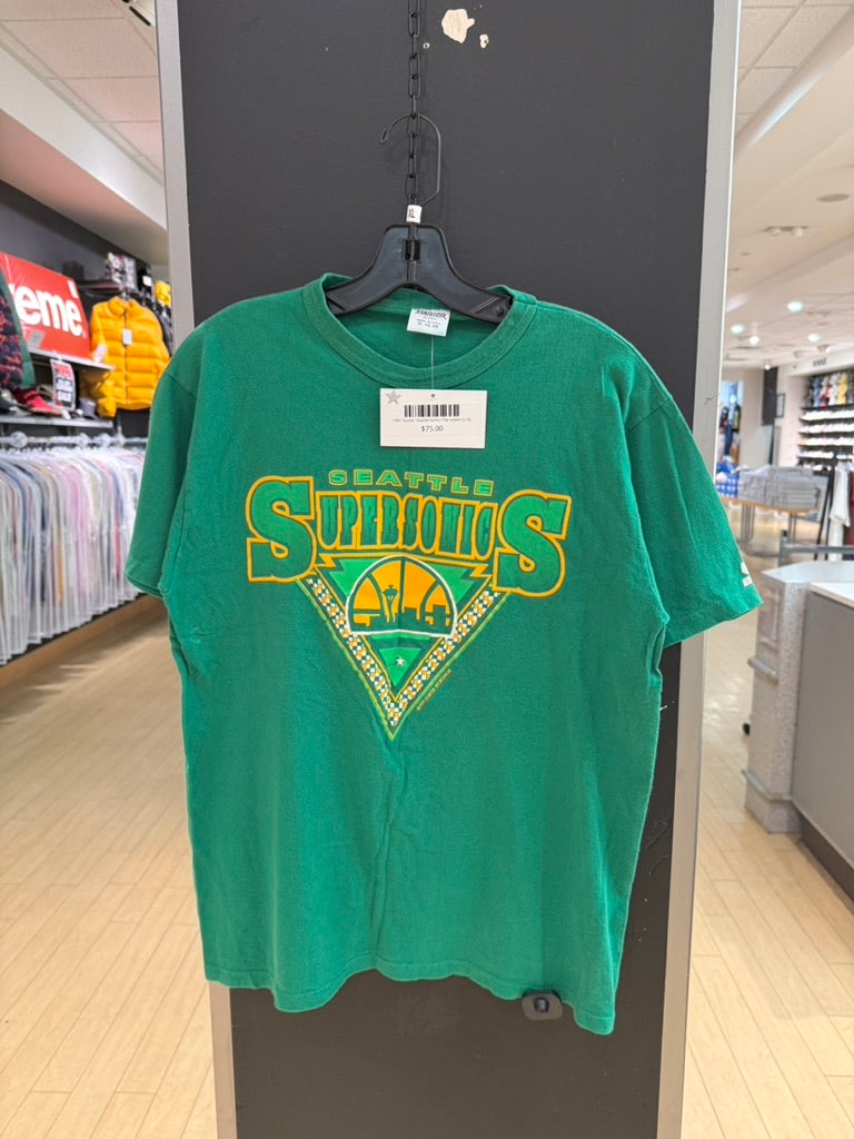 1991 Starter Seattle Sonics Tee Green Sz XL