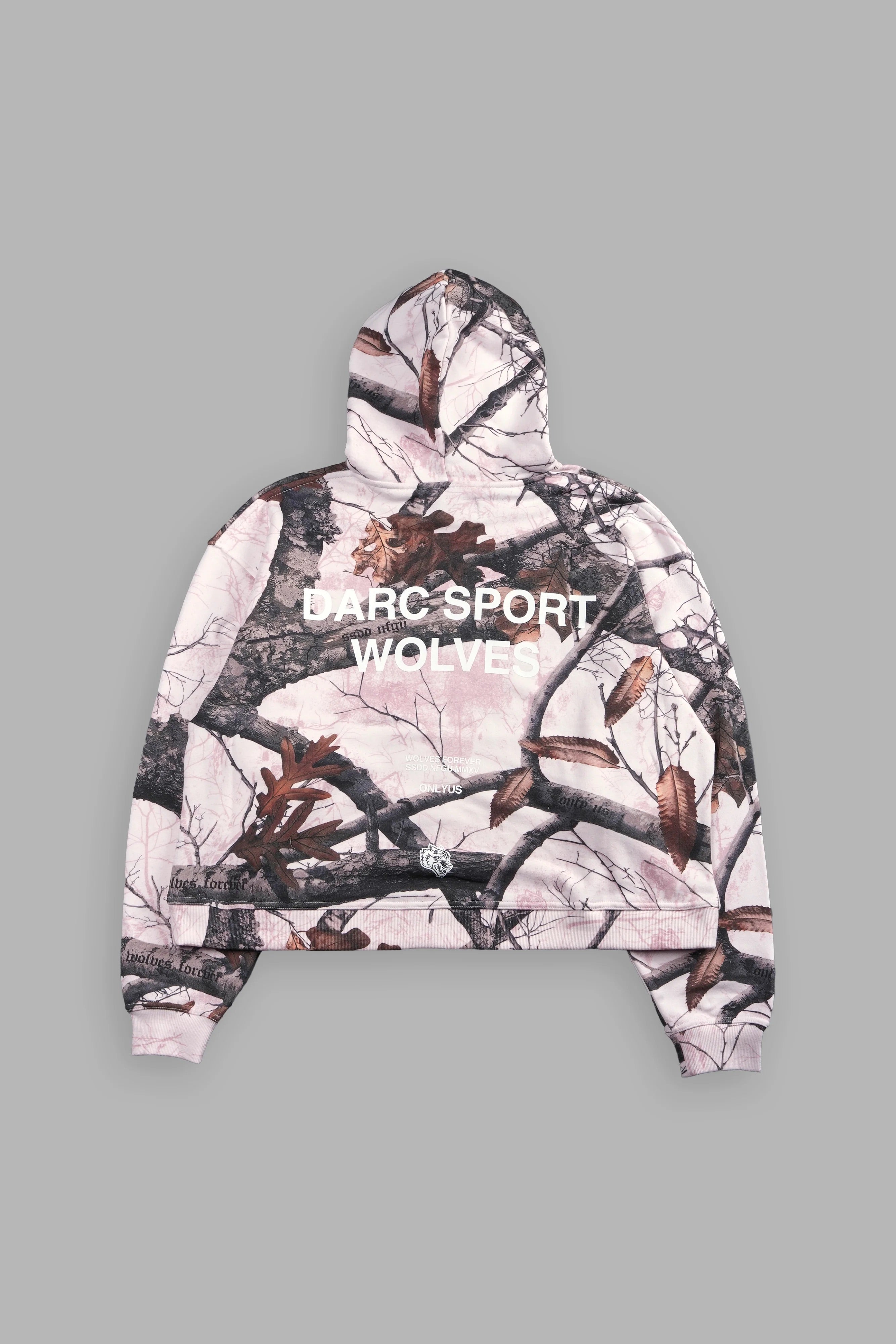 Darc Sport Wolves Box Cut Hoodie Pink Woodland Camo Sz XL