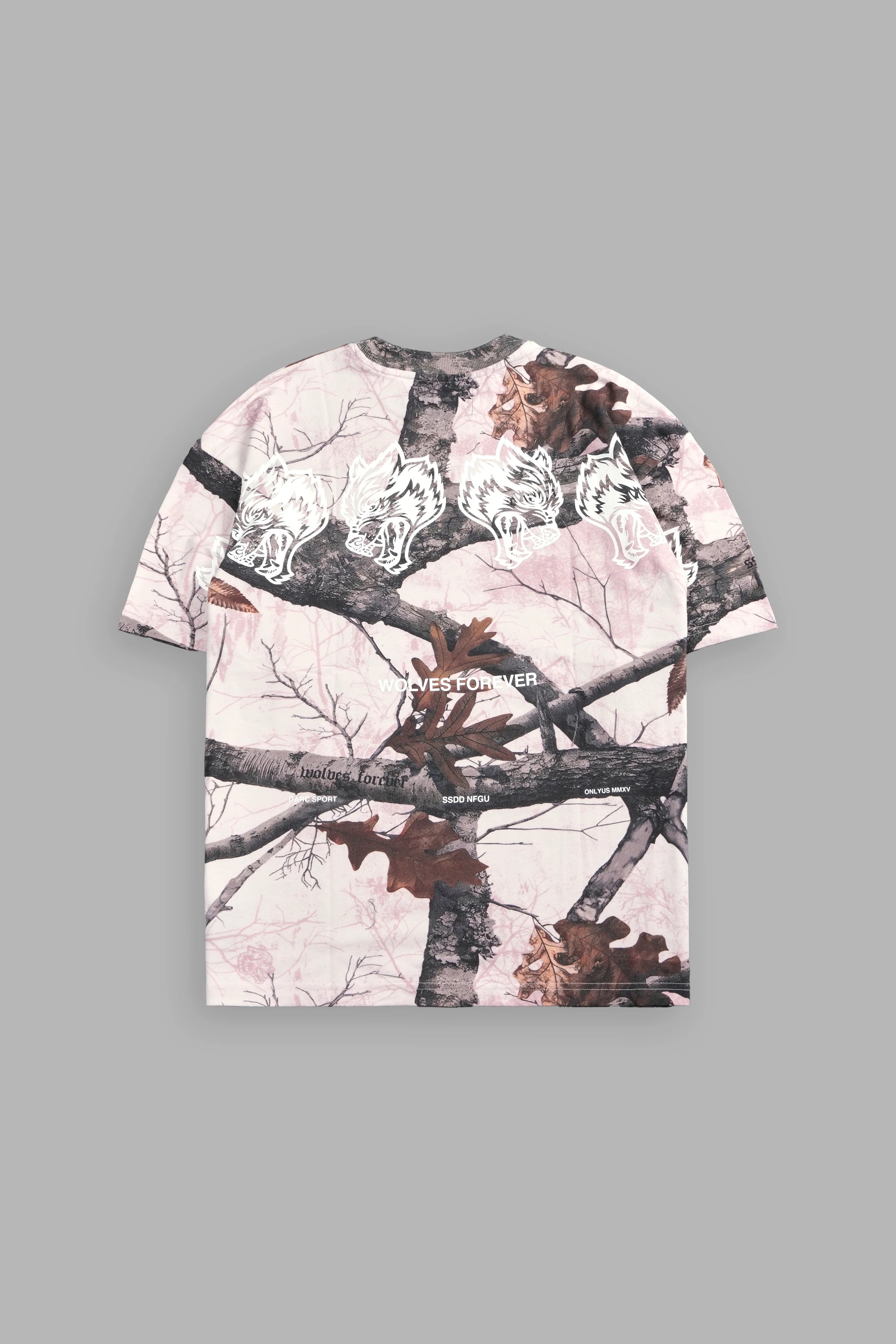 Darc Sport Wolves Have Your Back Oversized Tee Pink Woodland Camo Sz XL