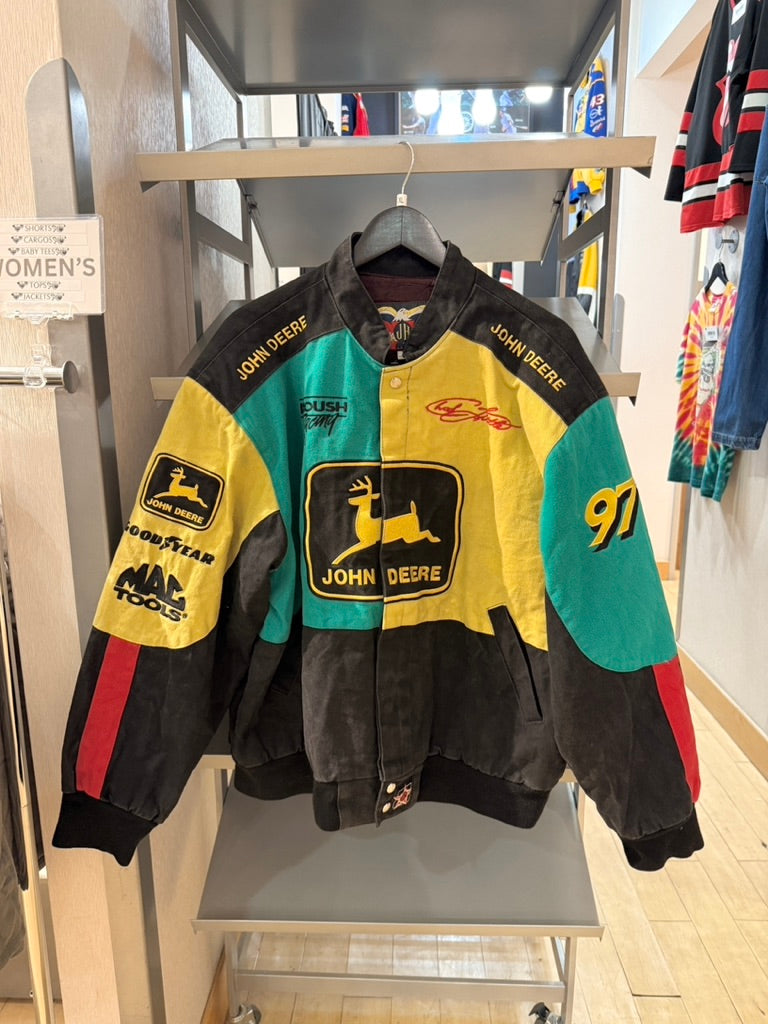 90s Jeff Hamilton Chad Little John Deere Nascar Jacket SZ XL