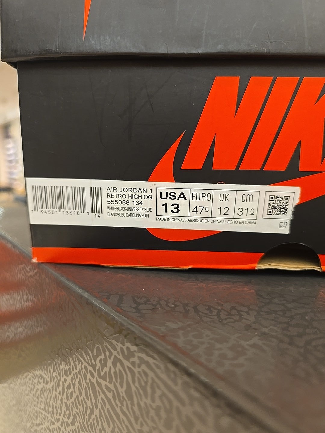 Size 13 - Jordan 1 Retro OG High University Blue (Yellowing)