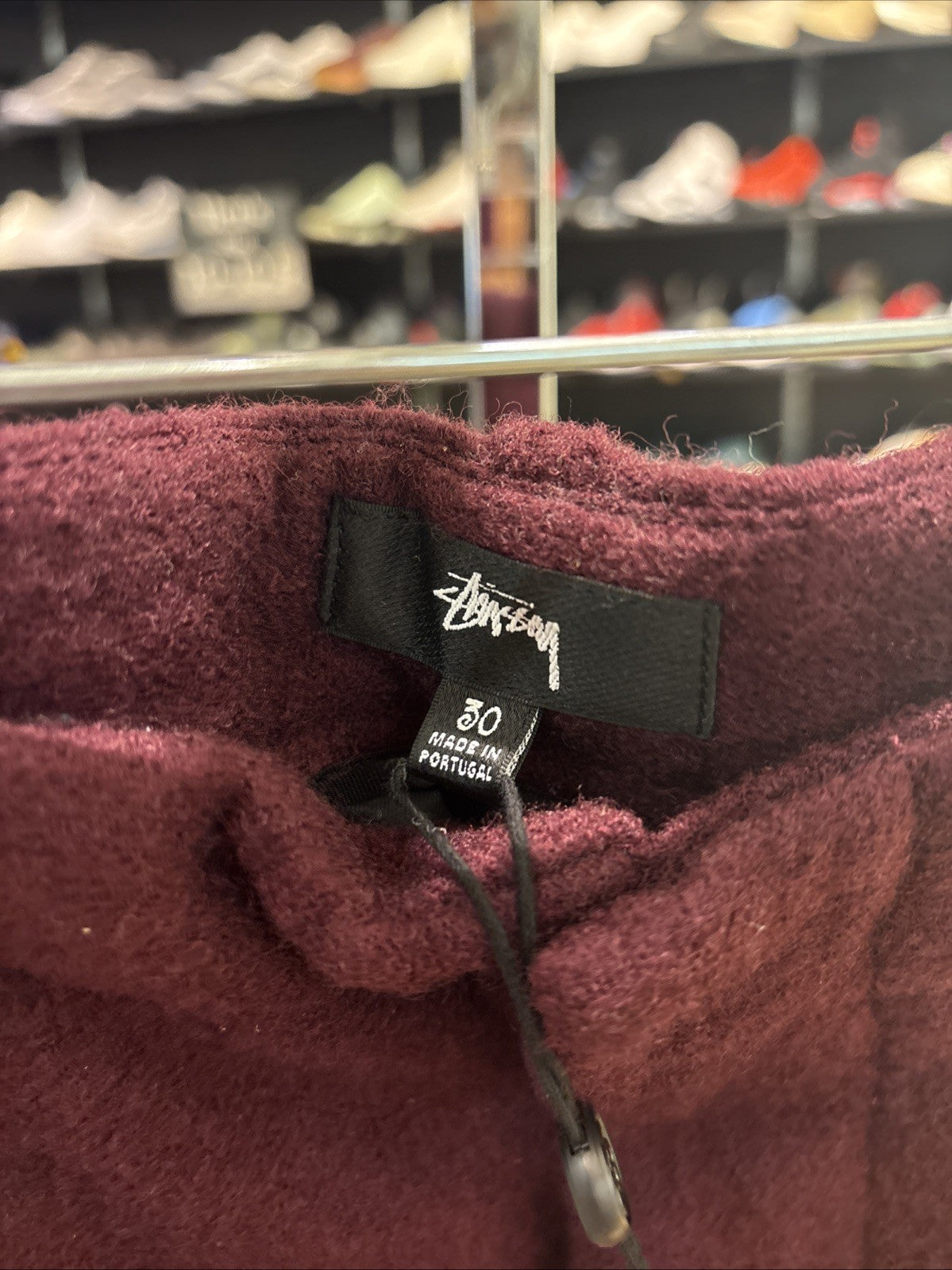 Stussy Relaxed Trouser Textured Wool Wine Size 30