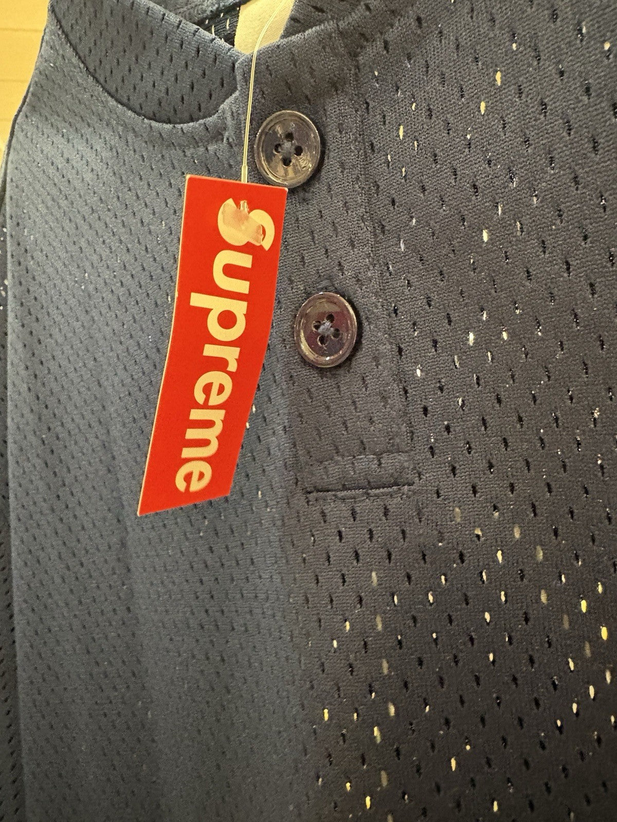 Supreme S Logo Baseball Henley Navy Size Medium