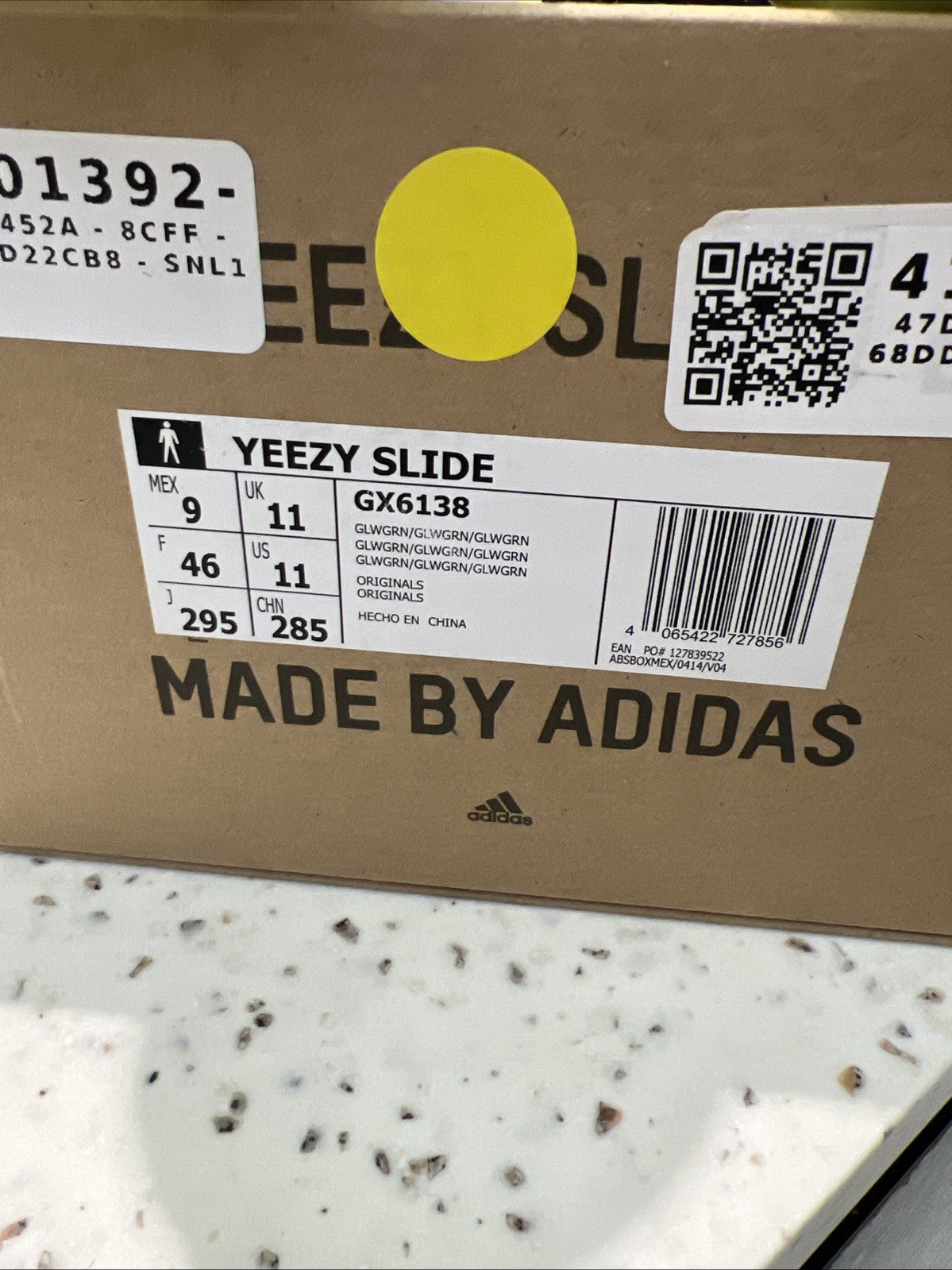 Adidas Yeezy Slide Glow Green GX6138 US Sz 11 DEFECT
