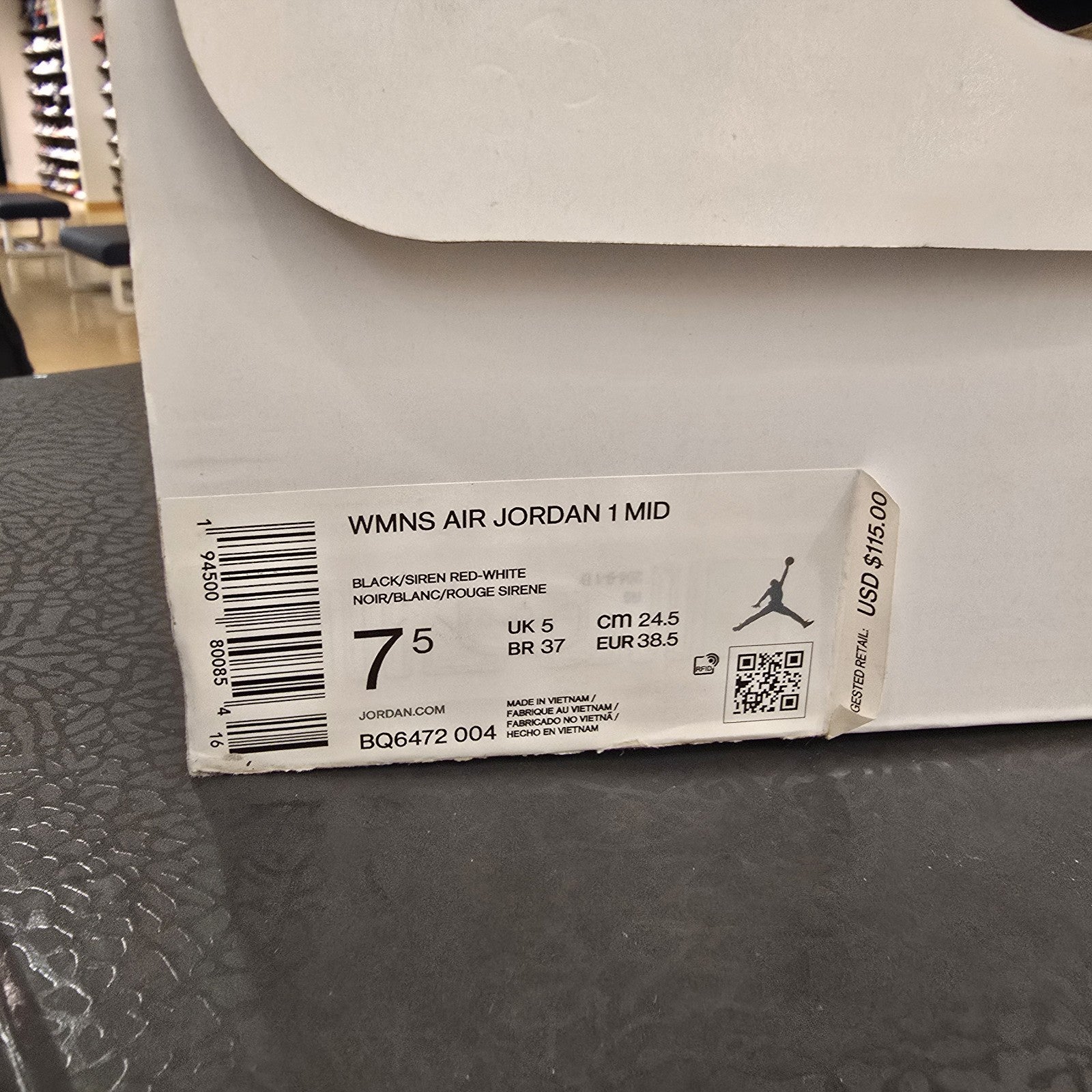 Size 7.5 - Air Jordan 1 Mid Siren Red Women's