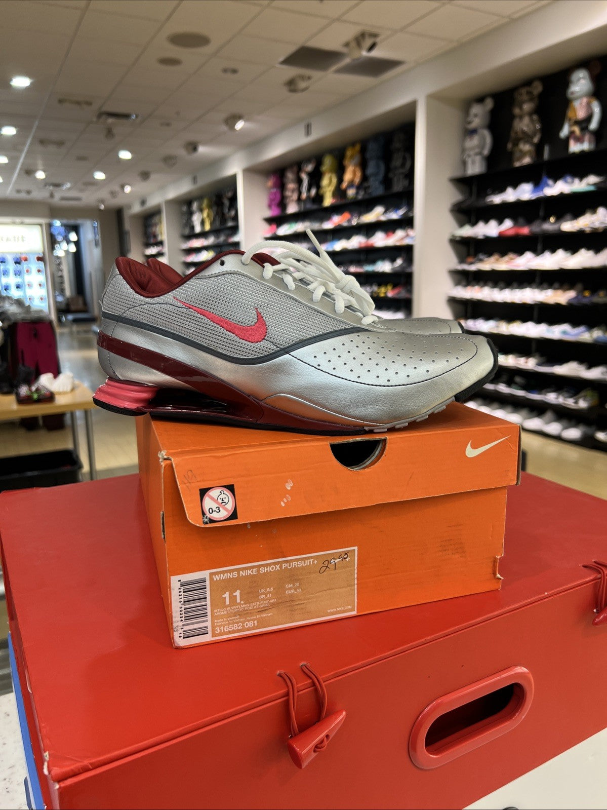 Nike Shox Pursuit Athletic Running Sneakers Metallic Silver Womens Size 11/9.5M