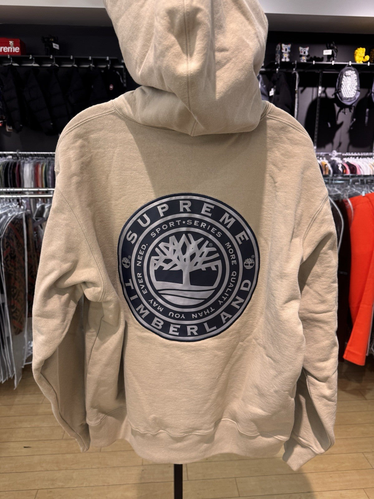 Supreme Timberland Hooded Sweatshirt Taupe Size M