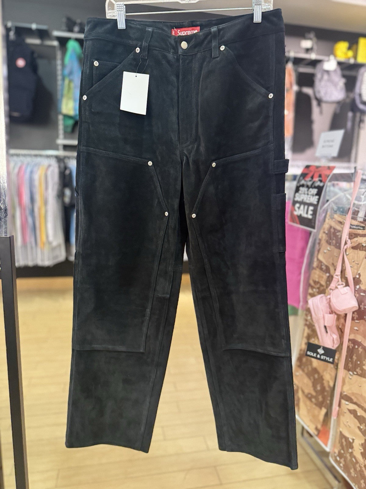 Supreme Suede Double Knee Painter Pant Black Size 32