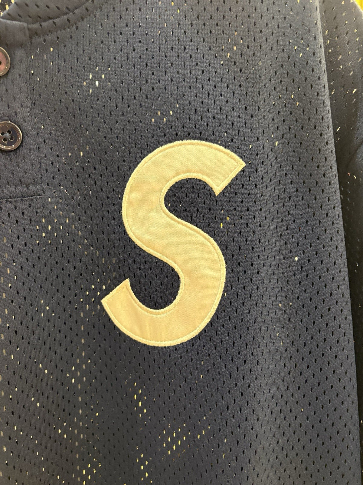 Supreme S Logo Baseball Henley Navy Size Medium