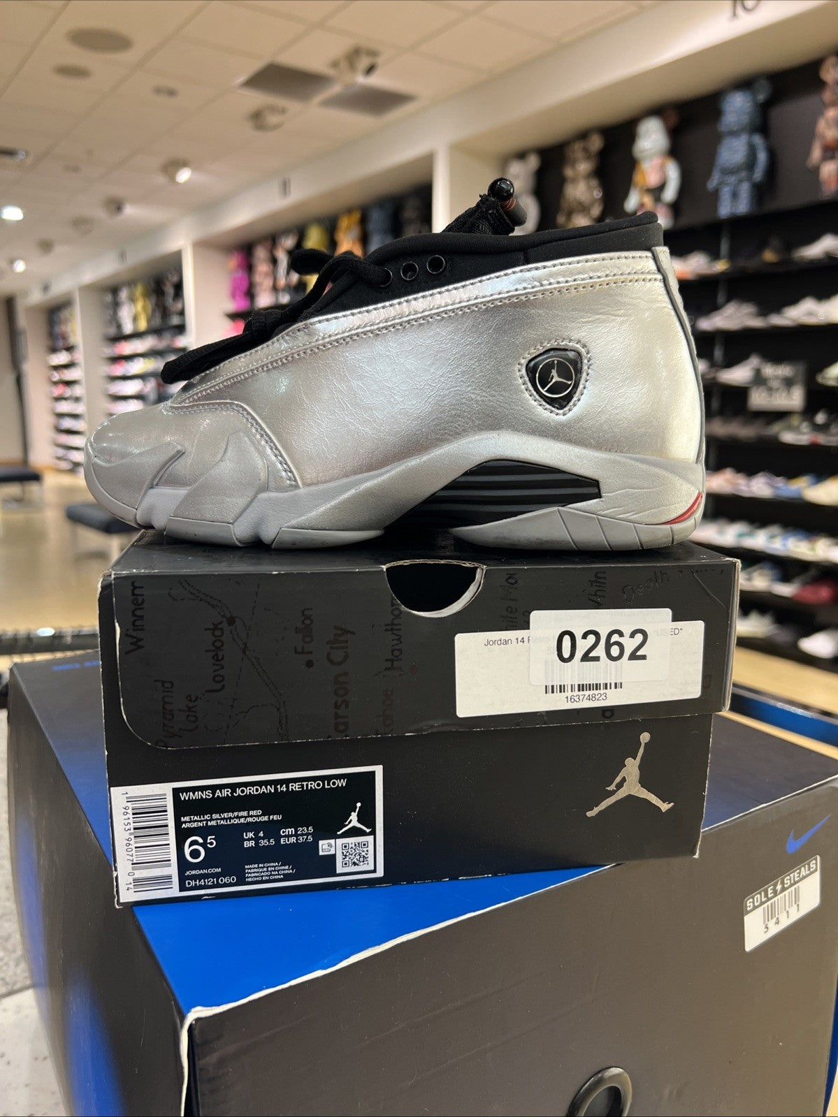 Air Jordan 14 Retro Metallic Silver Womens Sz 6.5 USED