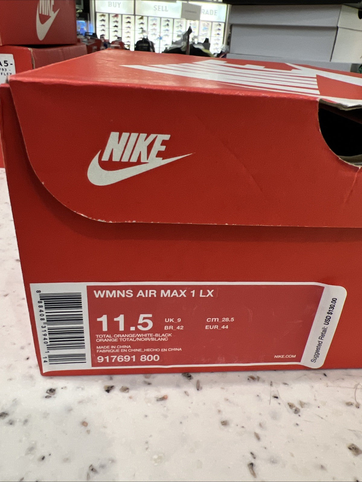 Nike Air Max 1 Bold Orange Just Do It Pack JDI Womens Sz 11.5/10M