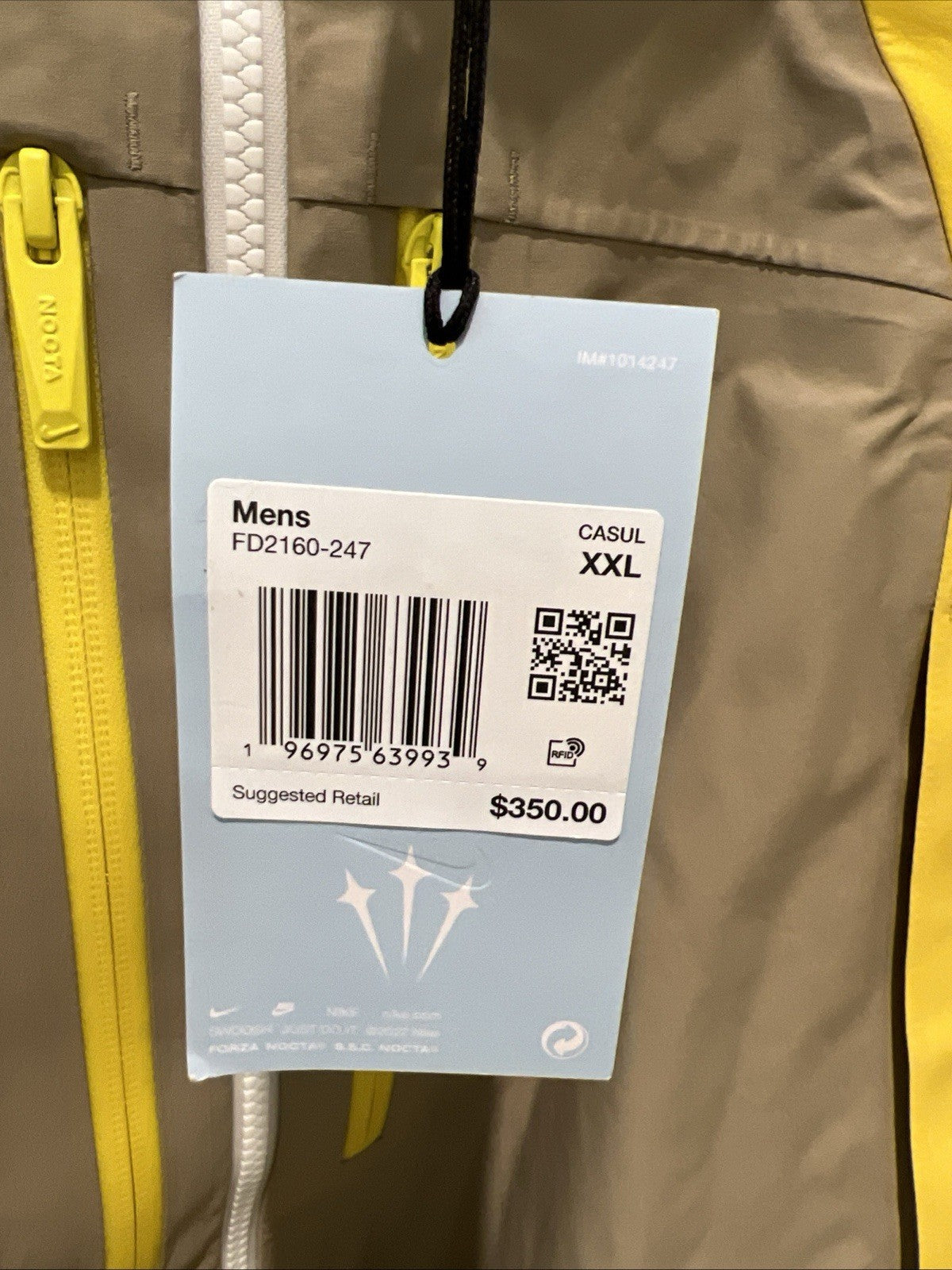 Nike NOCTA L'Art Bala Tech Jacket Yellow Vivid Sulfur SZ XXL