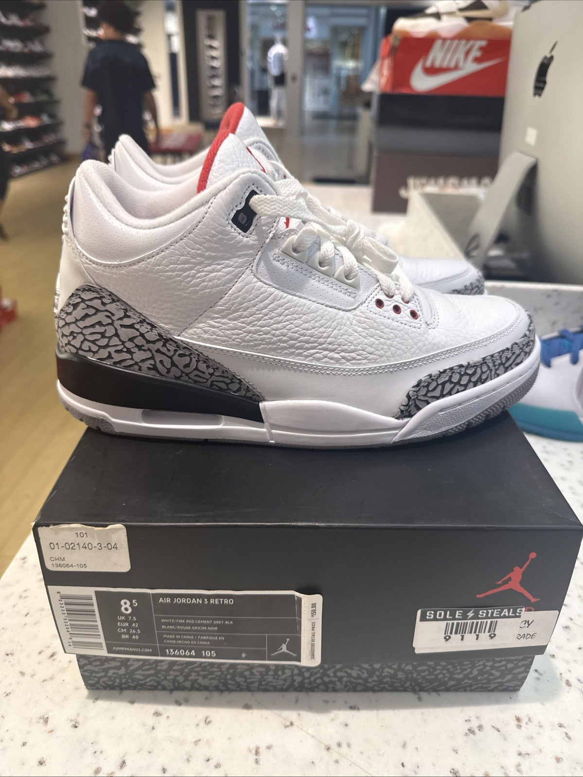 Size 8.5 - Jordan 3 Retro White Cement 2011