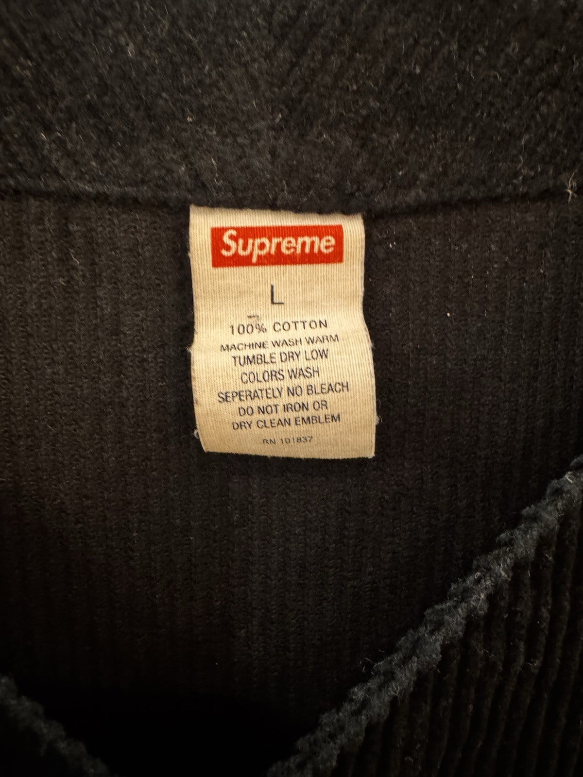 Supreme Corduroy Baseball Jersey Size L