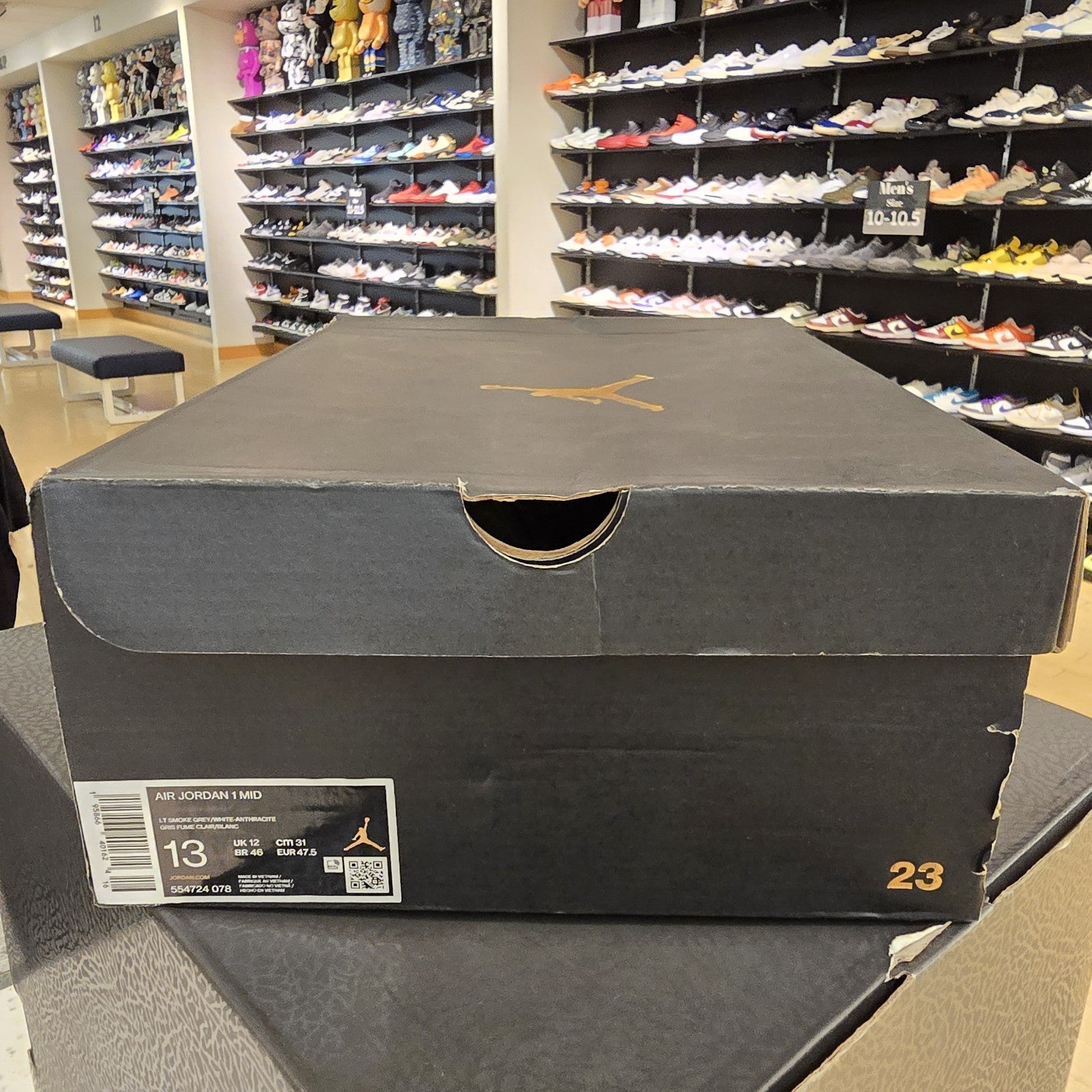 Size 13 - Jordan 1 Mid Light Smoke Grey (Yellowing)