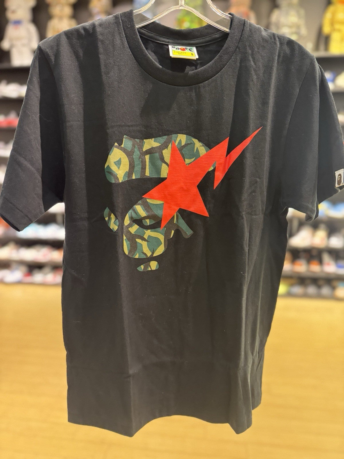 Bape Trial Camo Ape Face Sta Tee Black Green