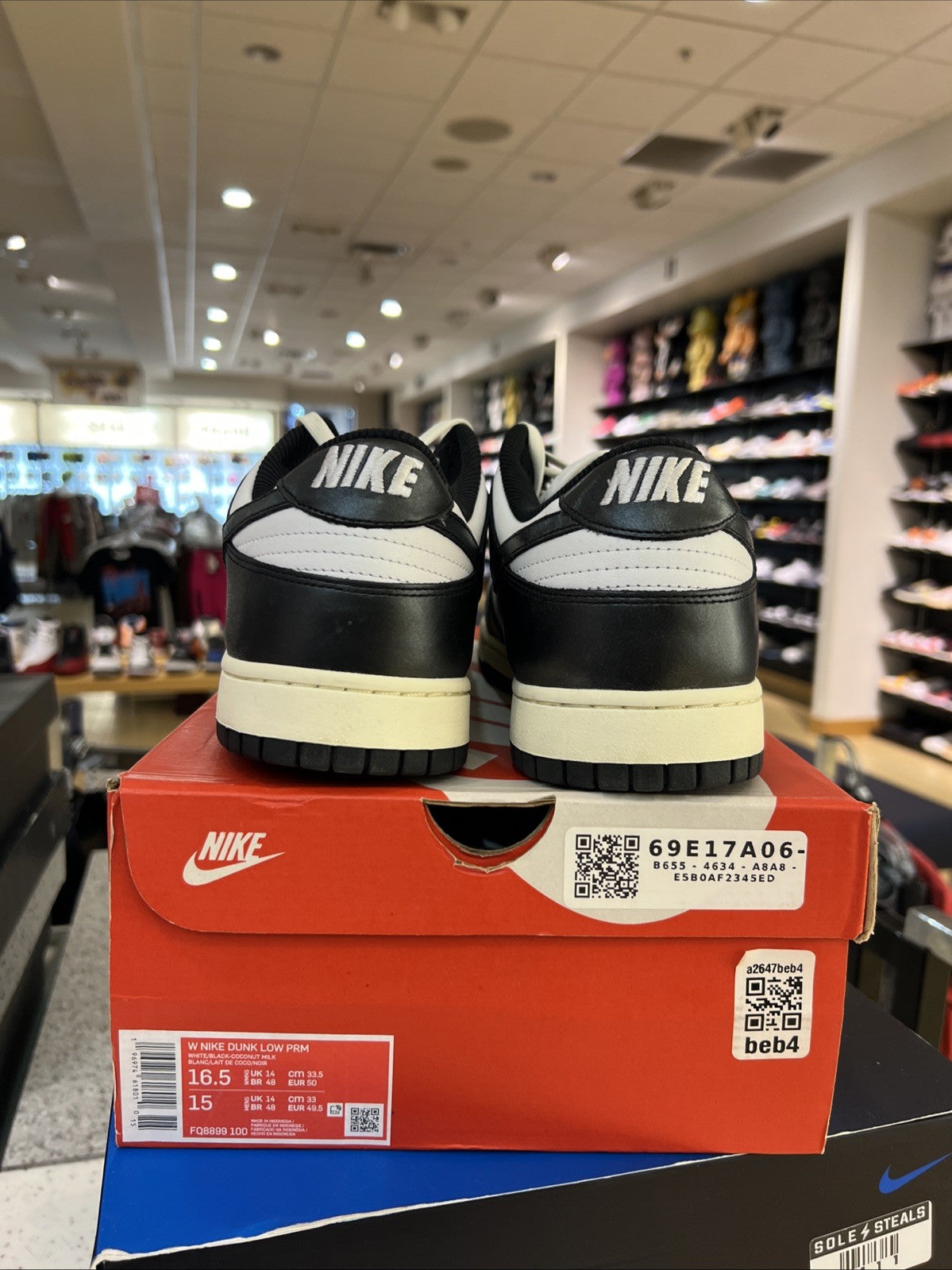 Nike Dunk Low PRM "Vintage Panda" Black White Sz 16.5W/15M