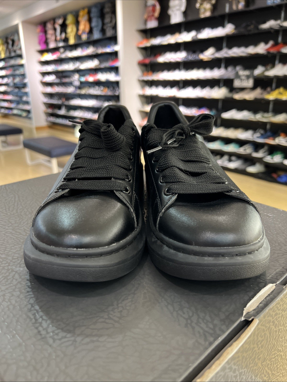 Alexander McQueen Black Sole Leather Sneakers Sz 11/44EU USED NO BOX