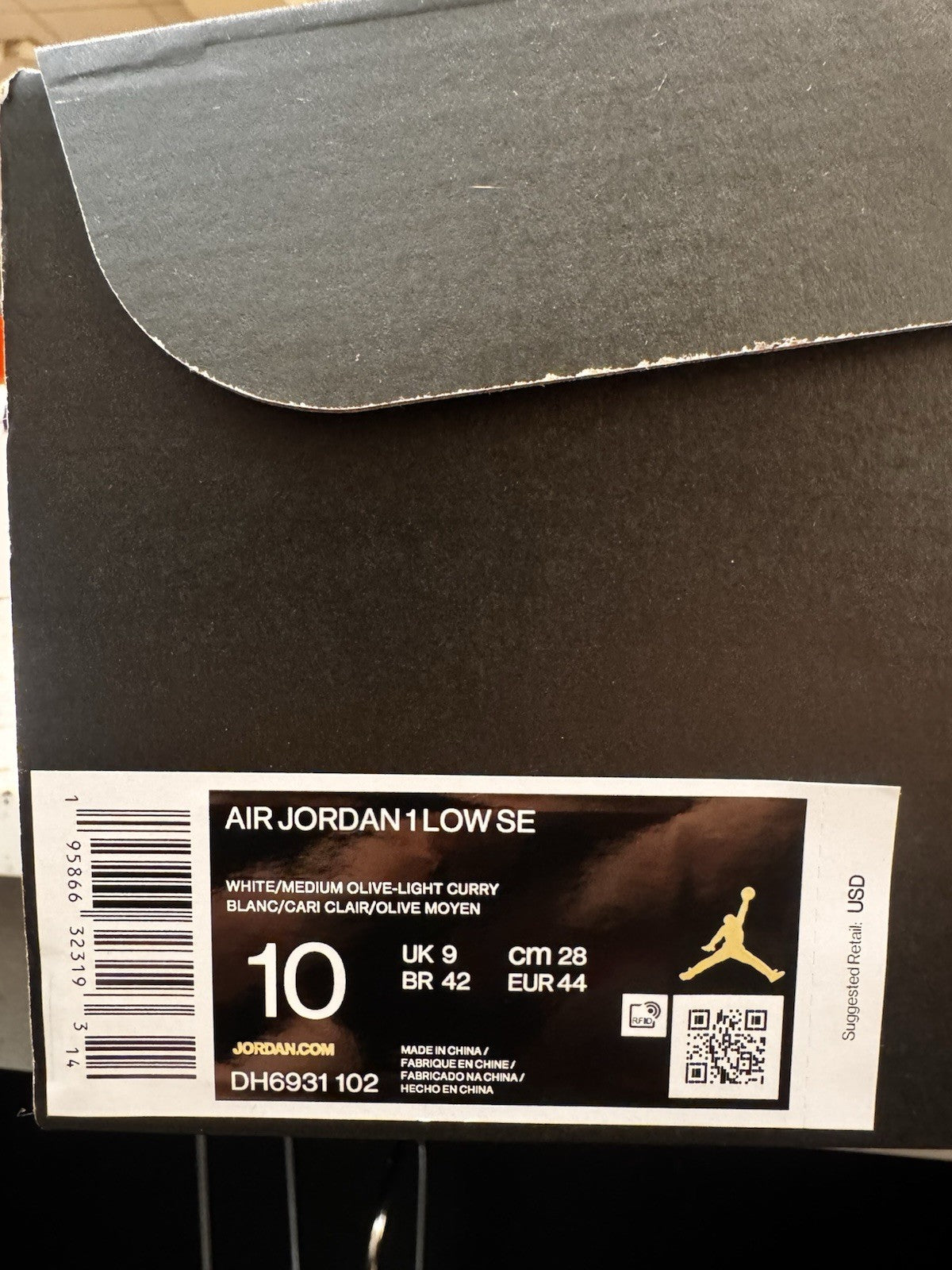 Air Jordan 1 SE Low Light Curry Size 10