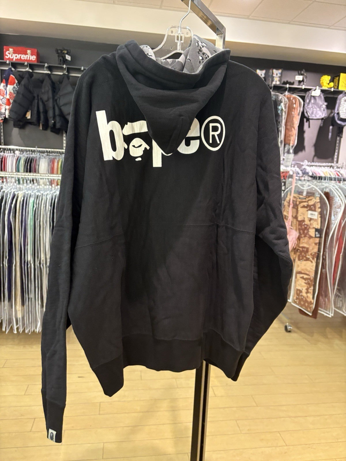 BAPE Military Loose Fit Pullover Hoodie Black Size Medium