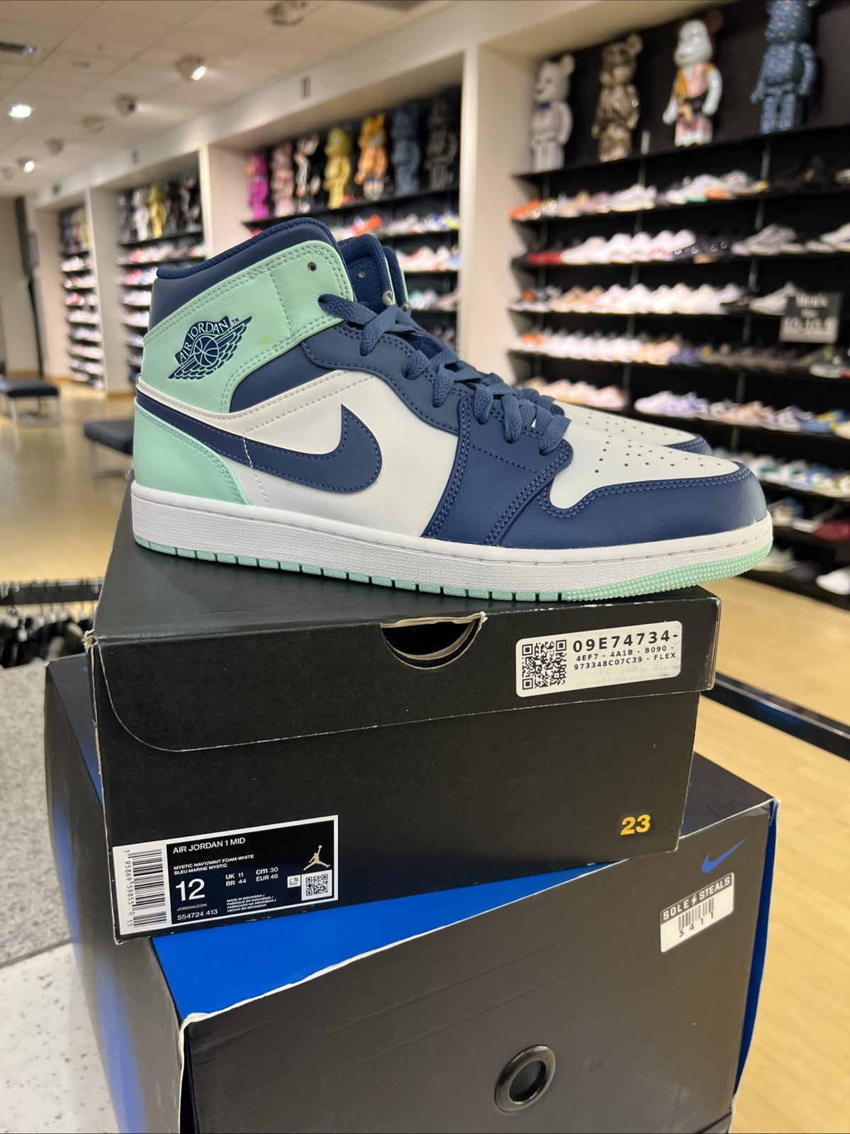 Jordan 1 Mid Blue Mint Sz 12 DEFECT