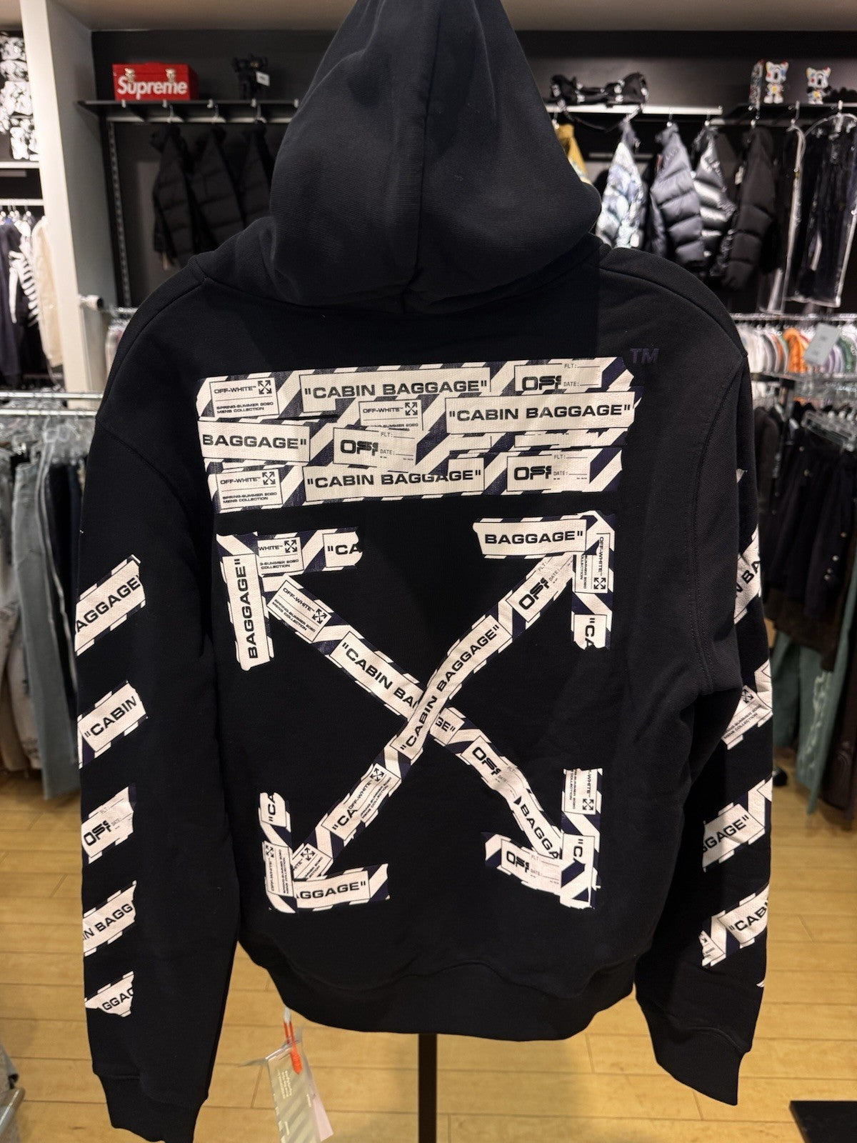 Off-White Airport Tape Zipup Hoodie Black Size Small