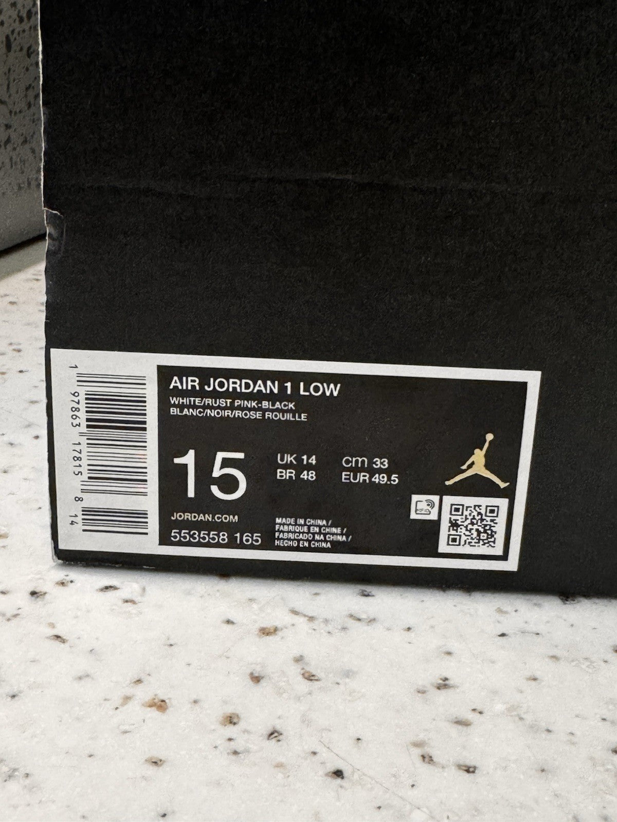 Air Jordan 1 Low Black Rust Pink Size 15