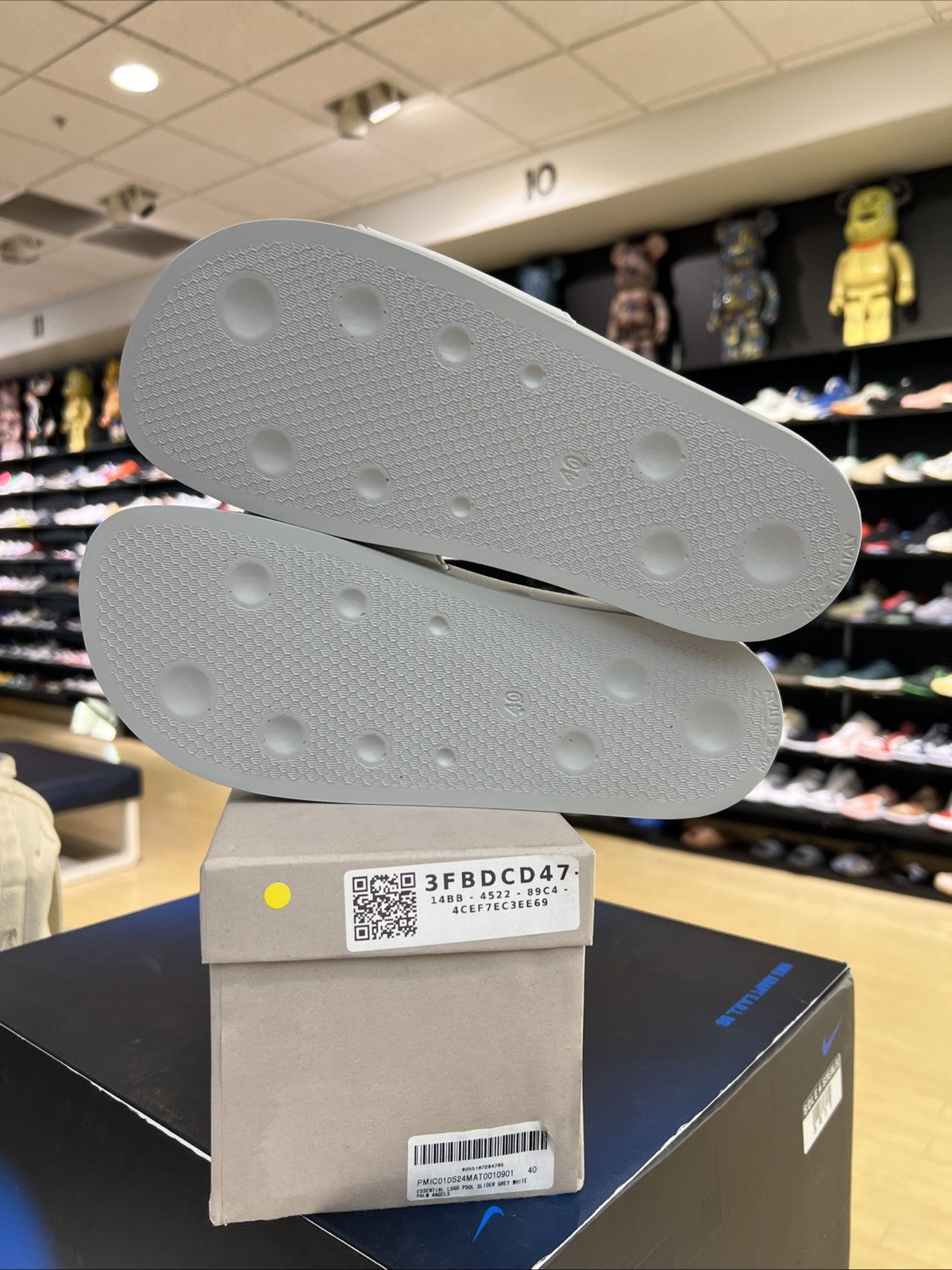 Palm Angels Logo Pool Slide Grey White EU 40 US Men 7–7.5