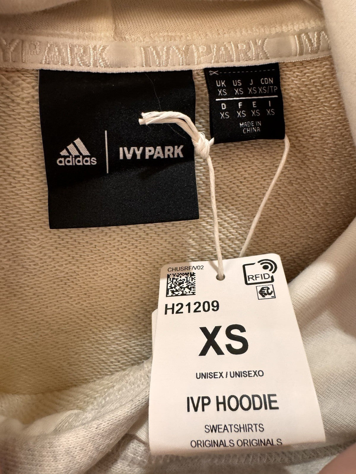 Adidas x Ivy Park Gender Neutral Cargo Hoodie Cream Melange Size XS
