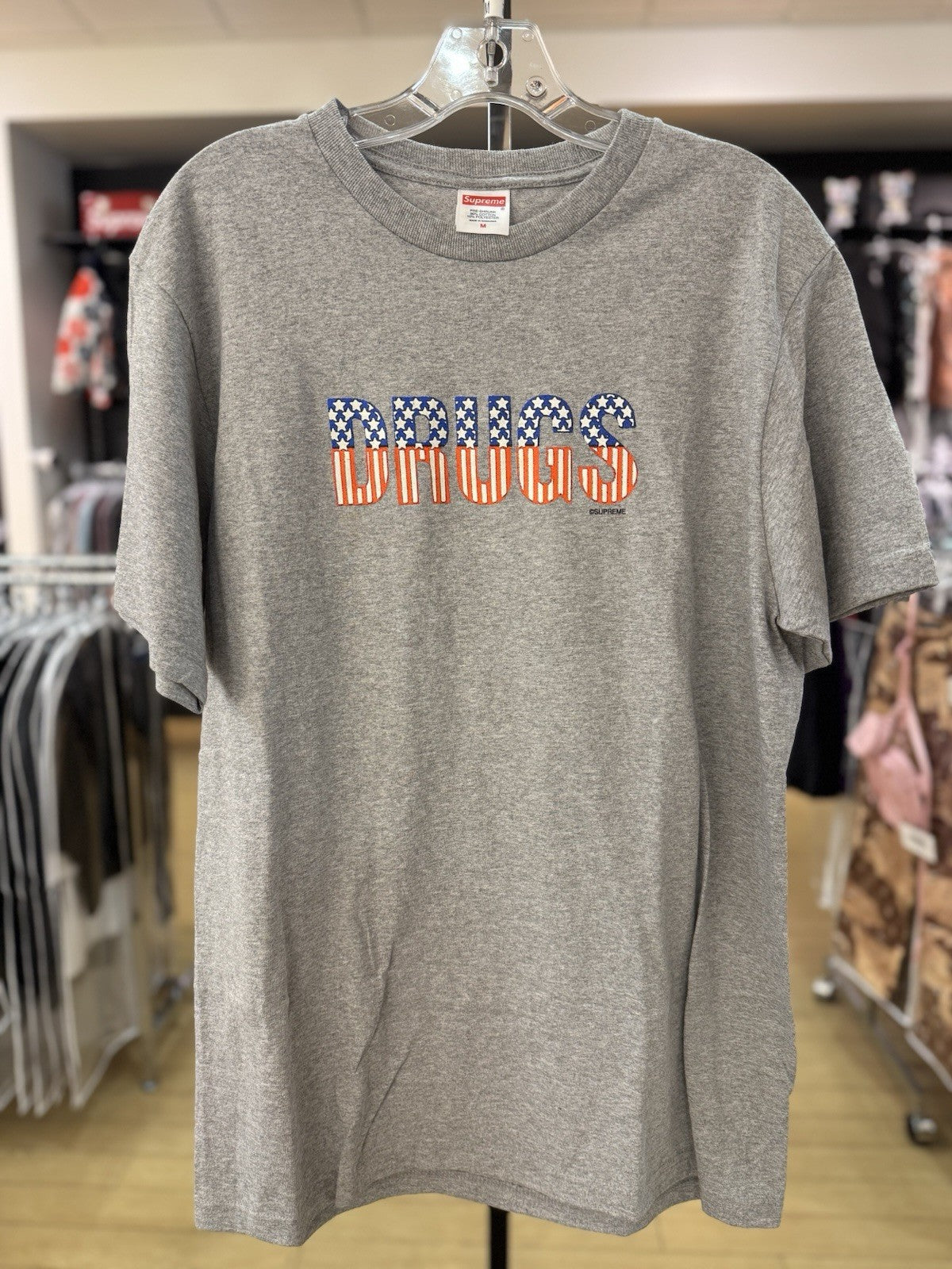 Supreme Drugs Tee Heather Grey Size Medium