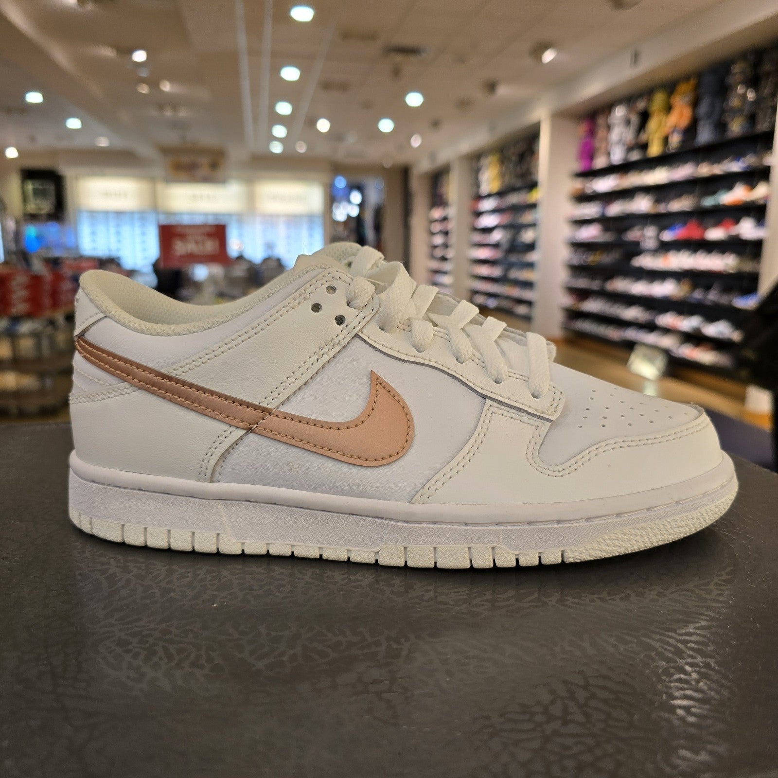Size 5.5Y (GS) - Nike Dunk Low White Metallic Red Bronze