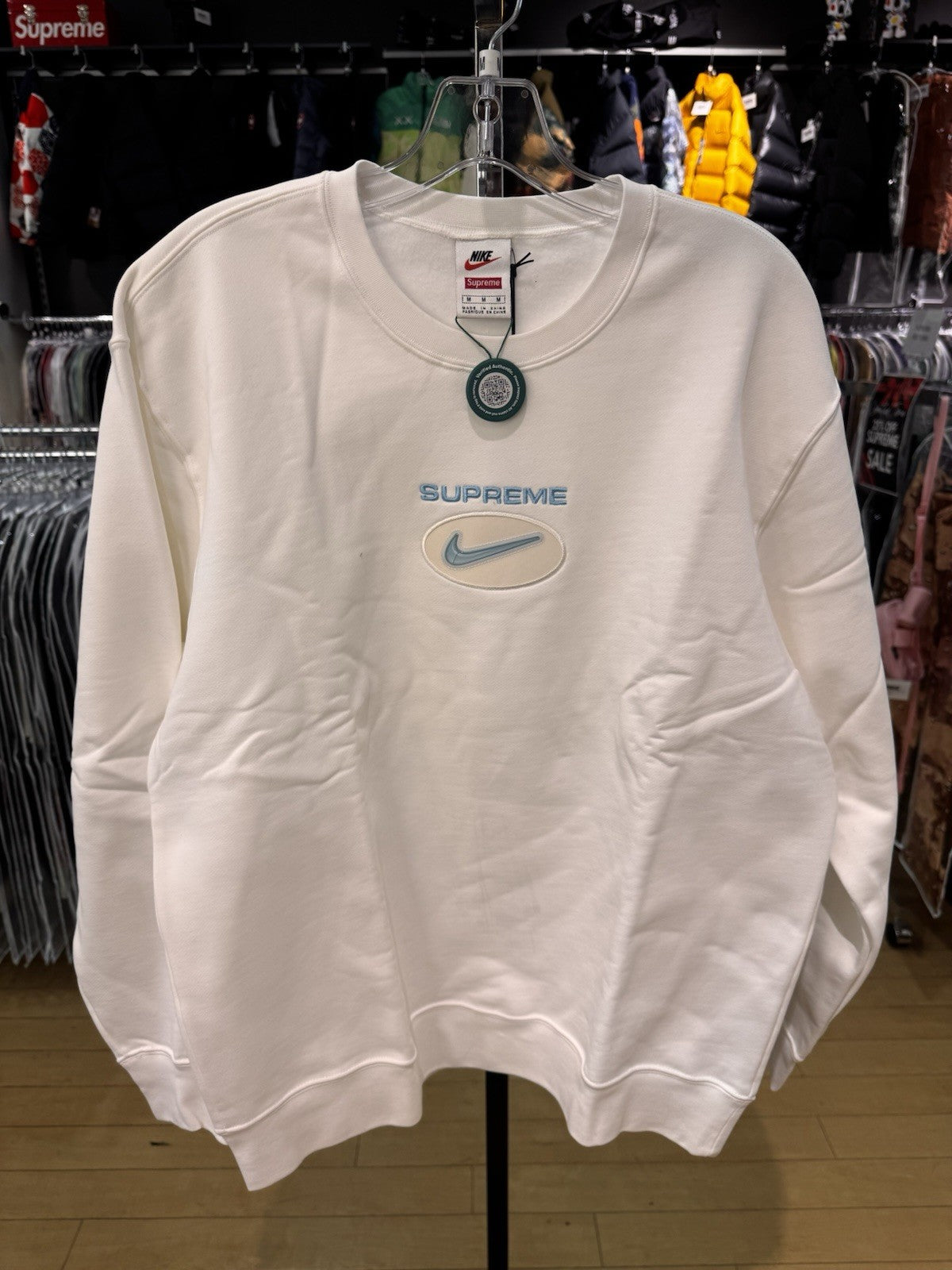 NWT Supreme x Nike Jewel Crewneck White Pullover Sweater Size M