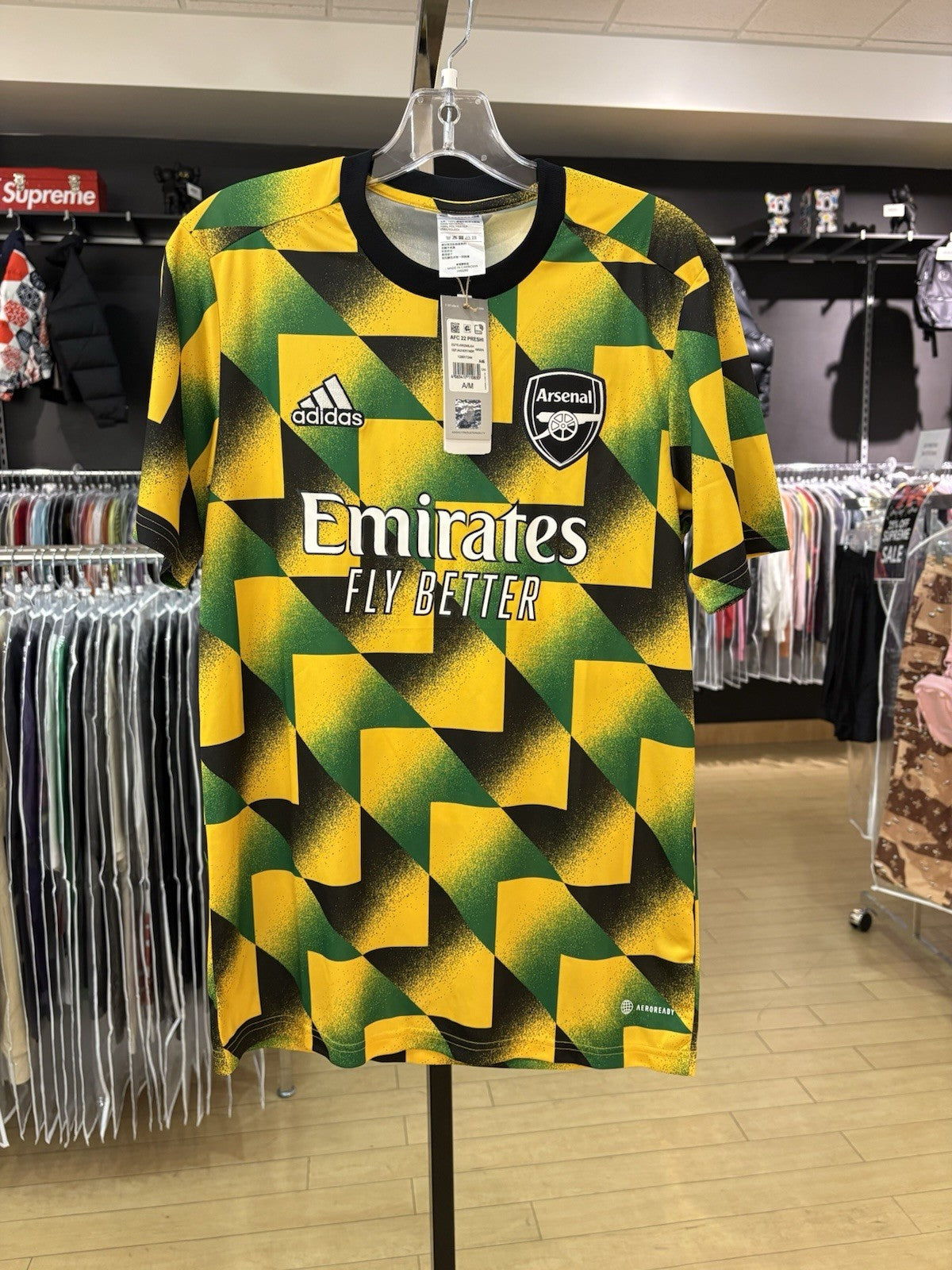 adidas Arsenal FC Pre-Match Jersey Eqt Yellow/Green/Black (2022) Size Medium