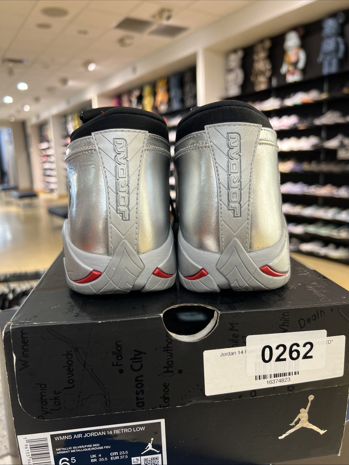 Air Jordan 14 Retro Metallic Silver Womens Sz 6.5 USED