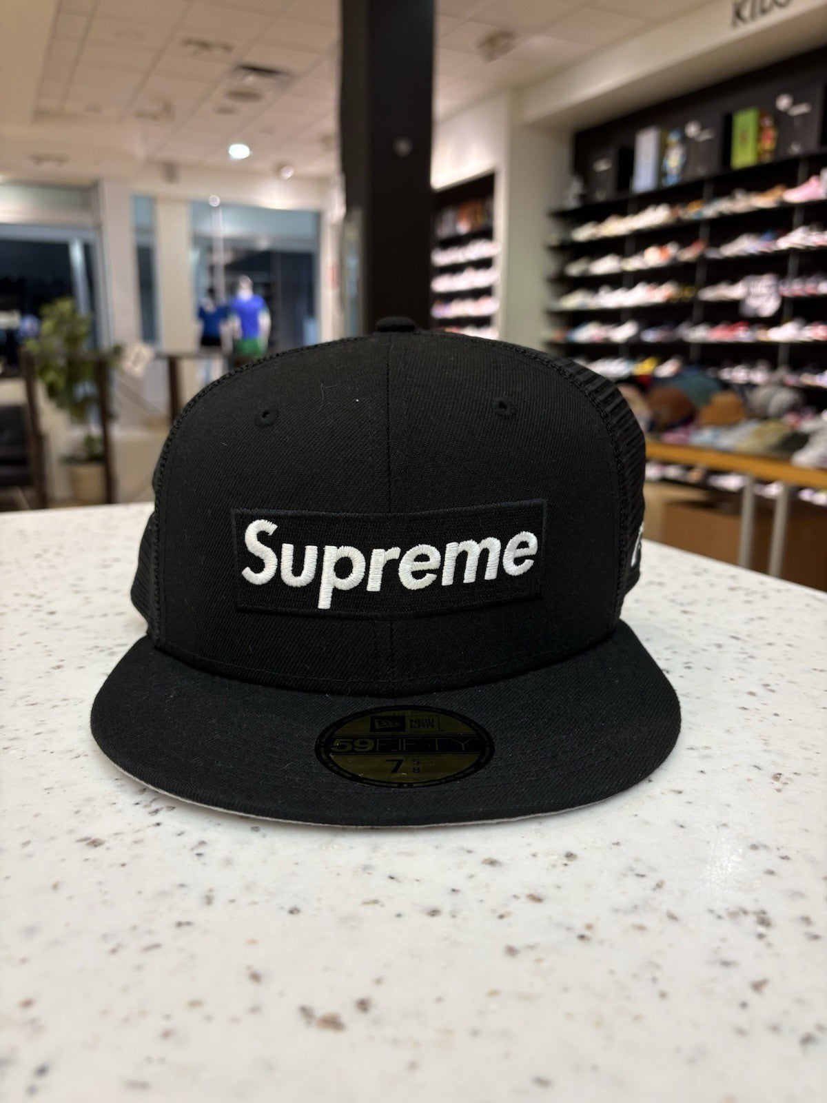 Supreme Box Logo Black Mesh Back New Era Size 7 5/8