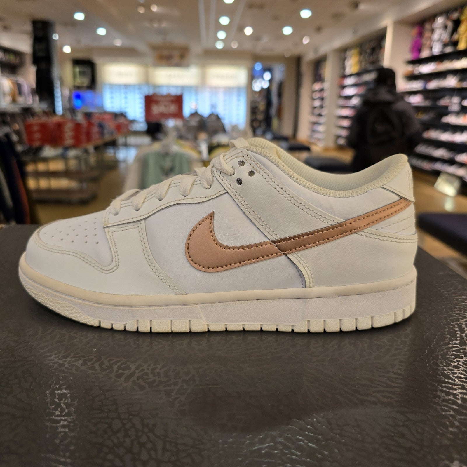 Size 5.5Y (GS) - Nike Dunk Low White Metallic Red Bronze