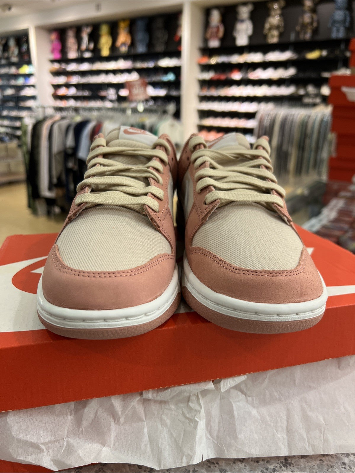 Nike Dunk Low Retro PRM Red Stardust Pink White Tan Sz 8.5