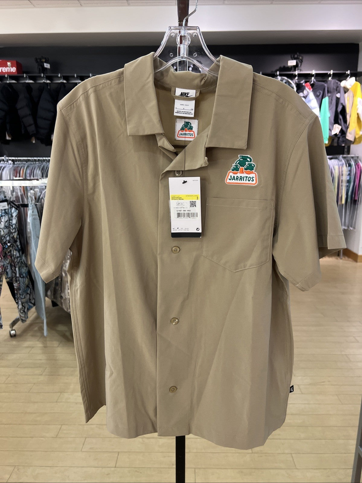 Nike SB x Jarritos Button Up Bowling Shirt Khaki Sz S