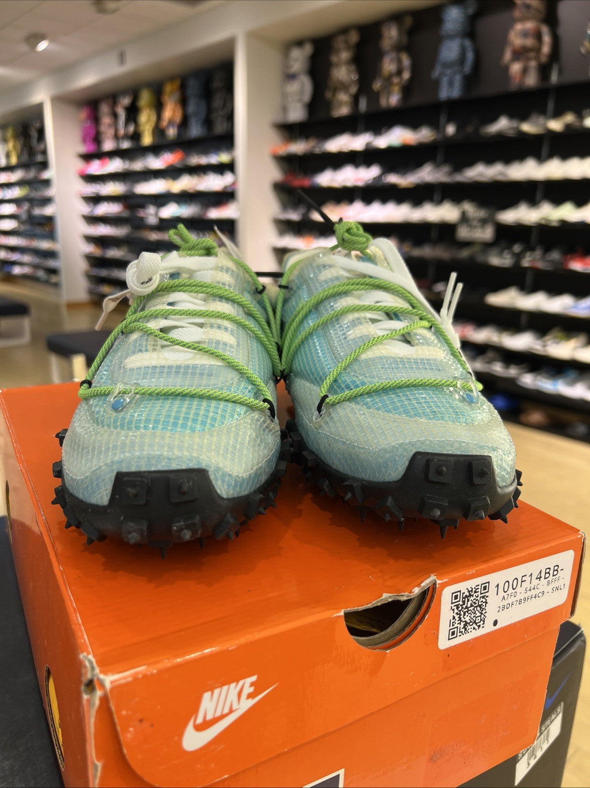 Off-White Nike Waffle Racer Vivid Sky Womens Sz 9.5/8M DEFECT