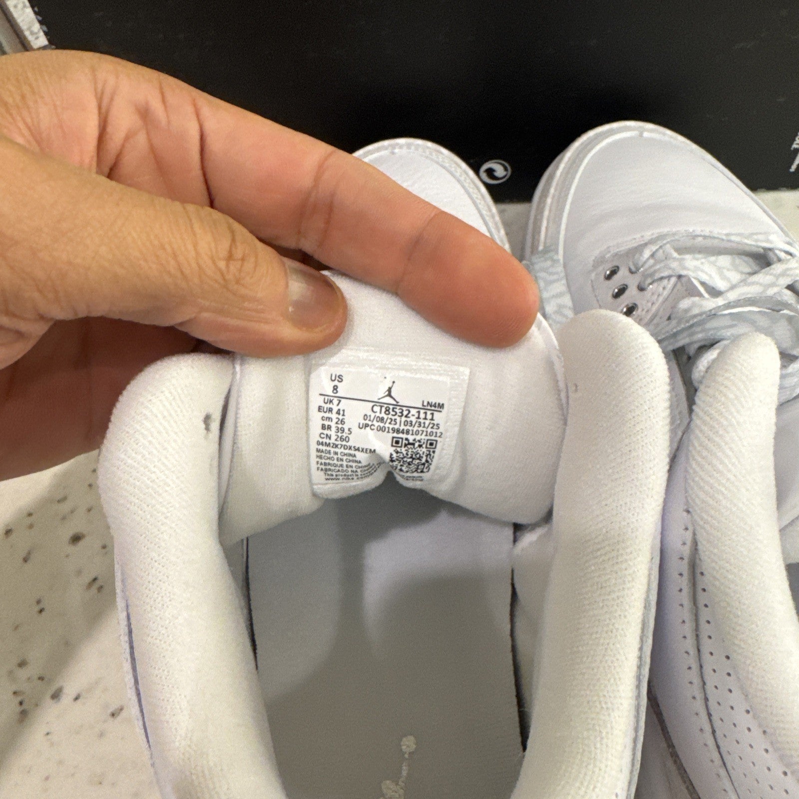 Men's 8, Women's 9.5 Nike Air Jordan 3 Retro CT8532-111 Pure Money White Silver