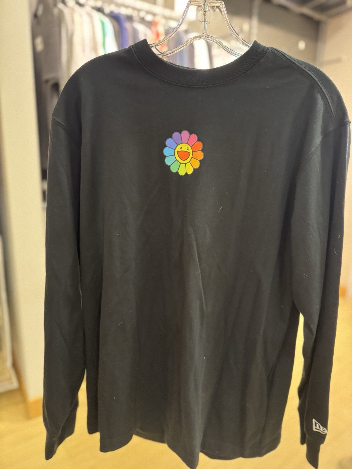 new era x takashi murakami Flower Flag Relaxed Fit L/S Tee Black Size Small